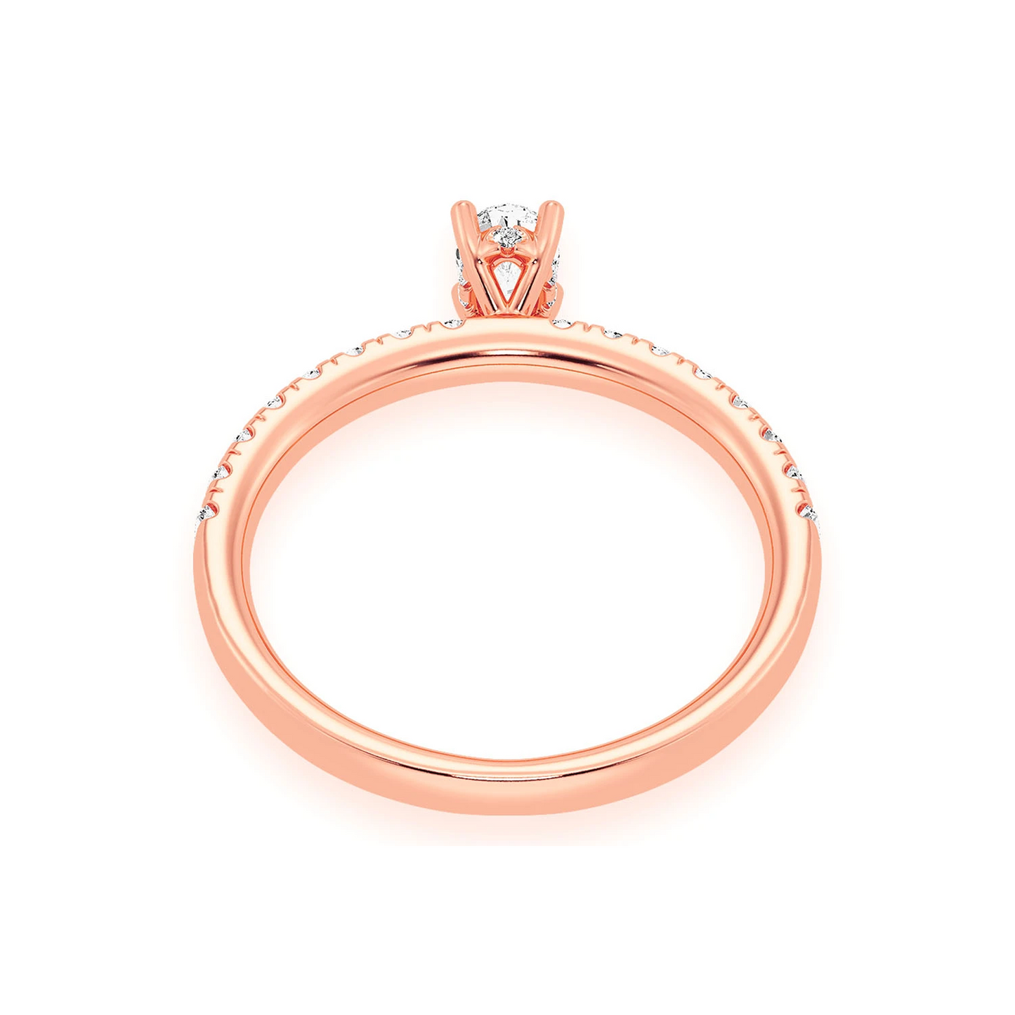 One Row Under Halo Diamond Ring in 14K rose gold, alternate view