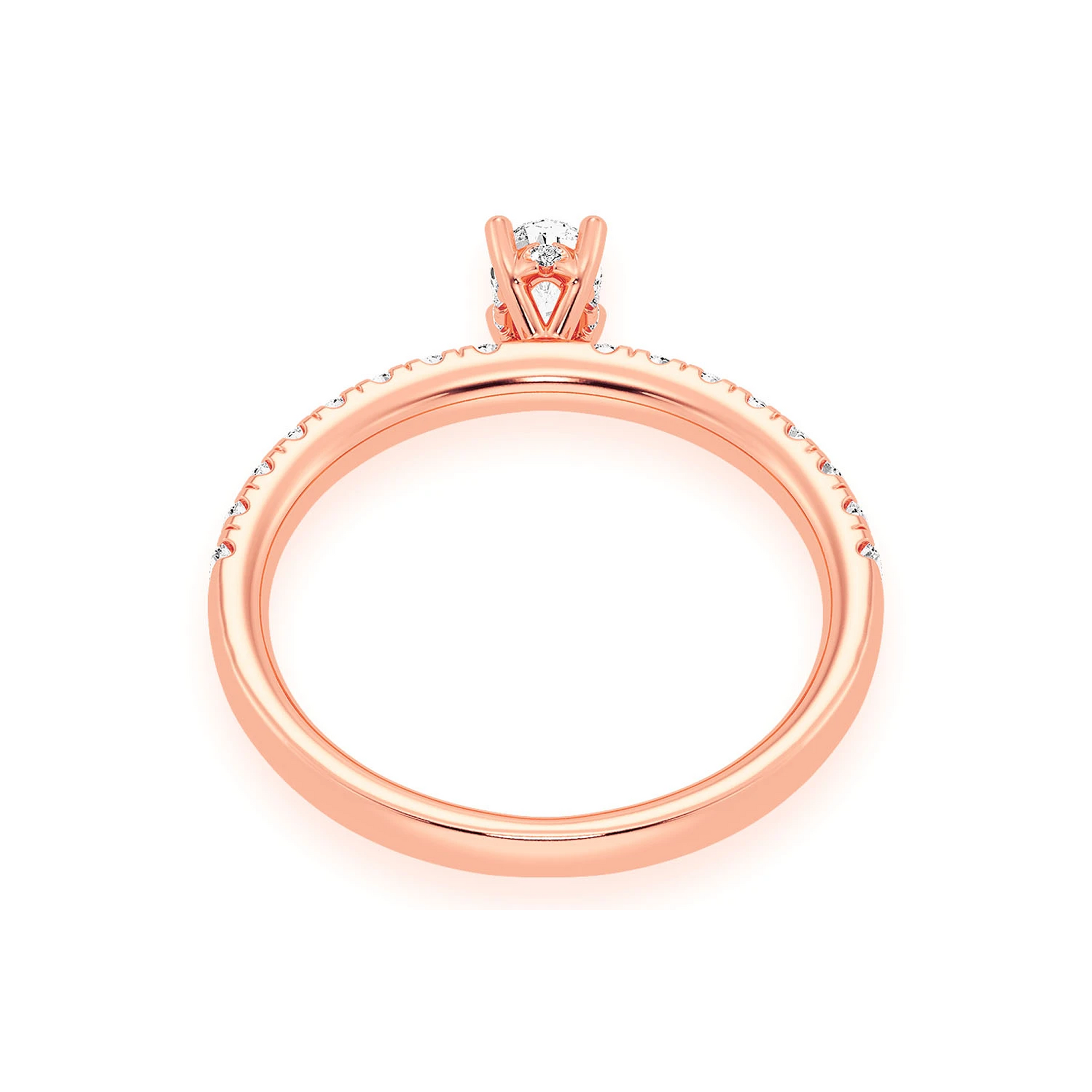 One Row Under Halo Diamond Ring in 14K rose gold, alternate view