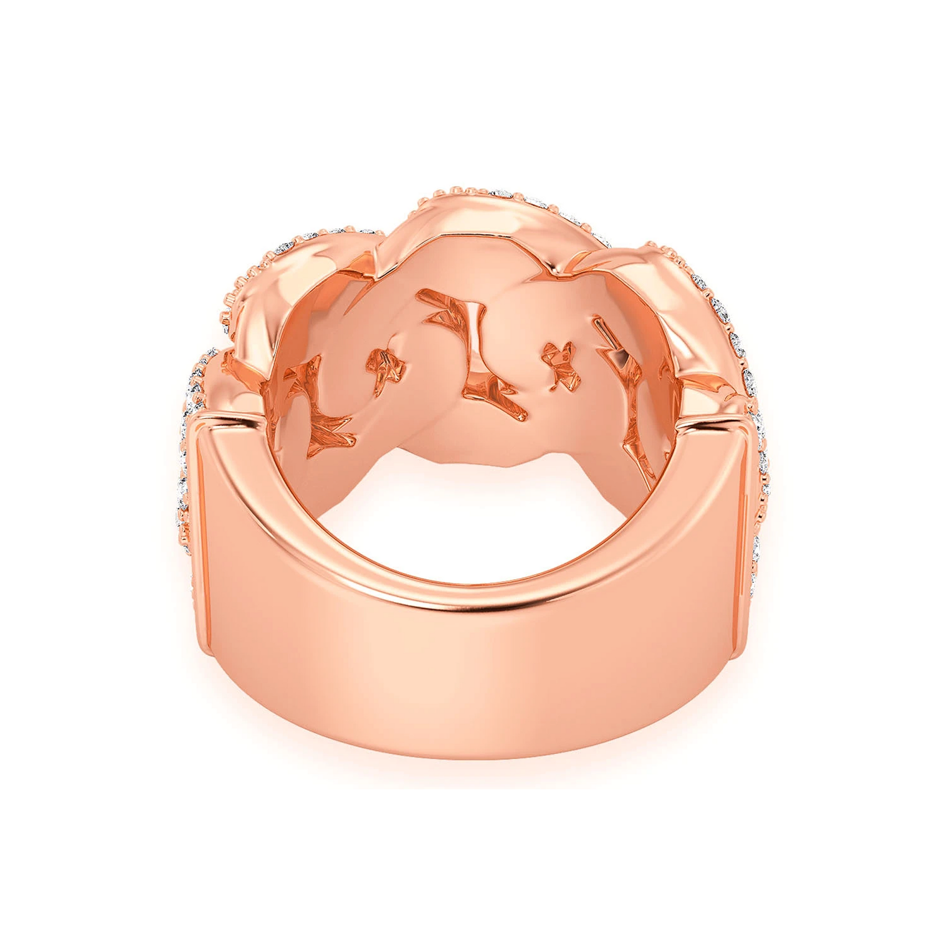 Iced Out Cuban Ring in 14K rose gold, 13mm | 2.50ctw, detail view