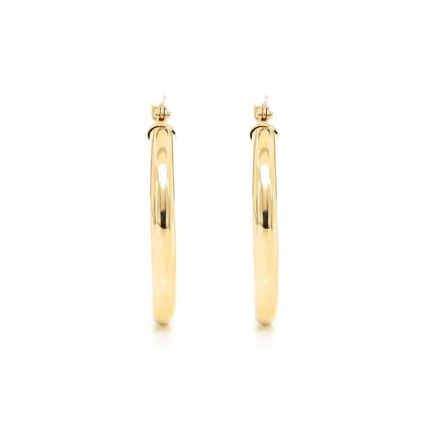 3mm Gold Hoop Earrings in 14K yellow gold, Medium, alternate view