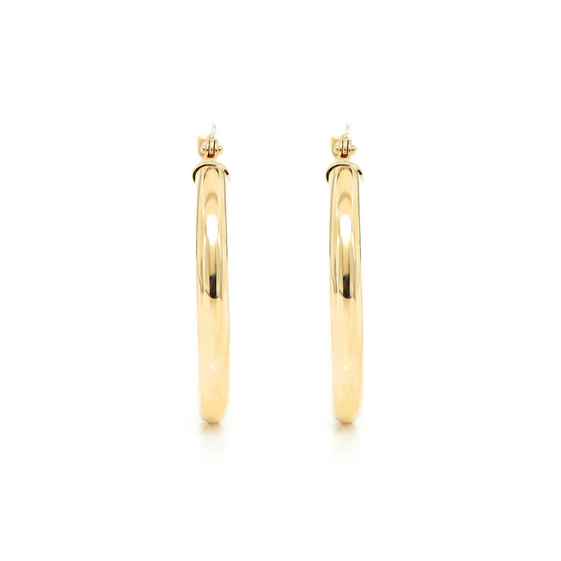 3mm Gold Hoop Earrings in 14K yellow gold, Medium, alternate view