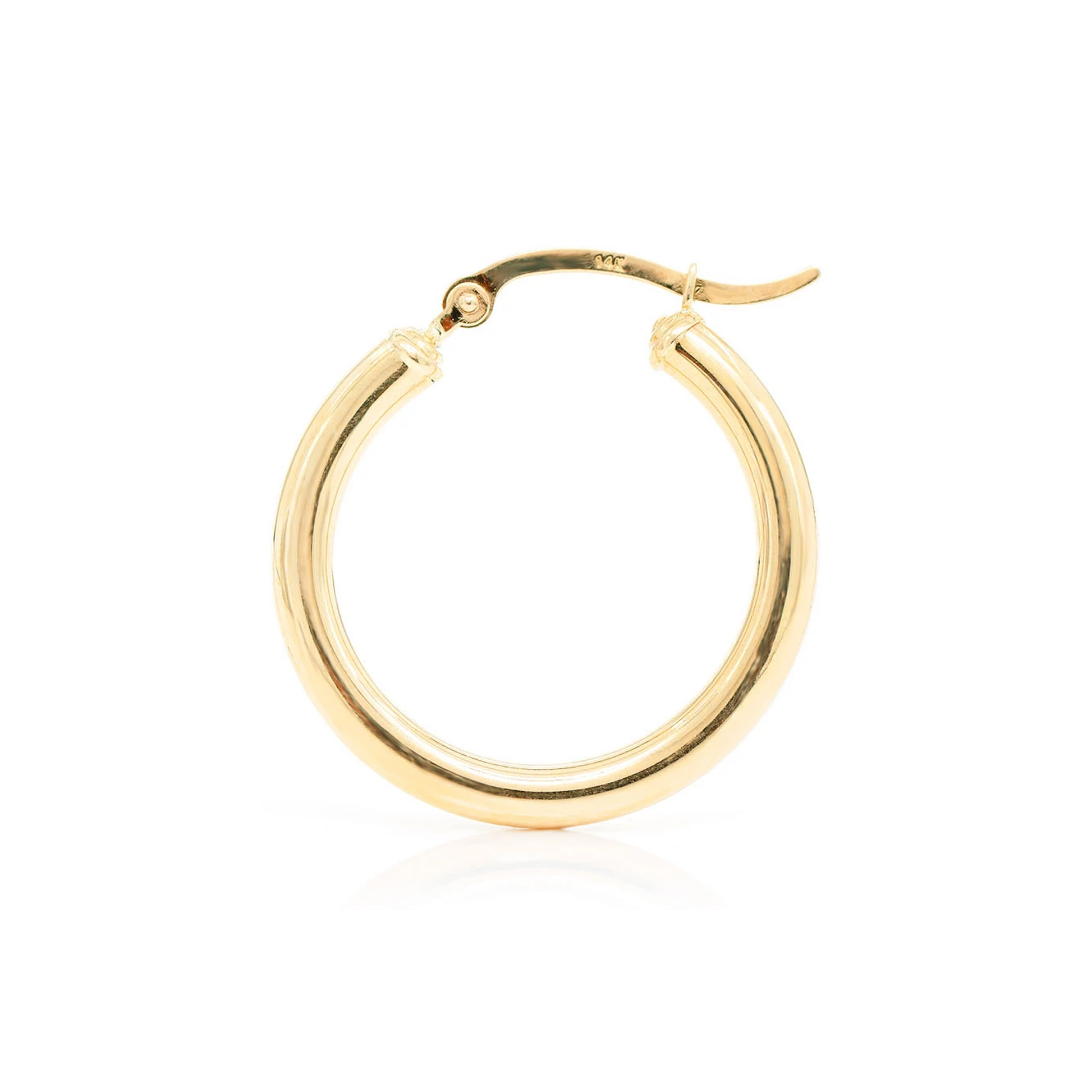 3mm Gold Hoop Earrings in 14K yellow gold, Medium, detail view