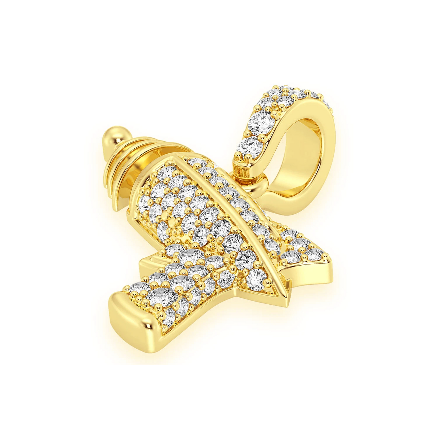 Raygun Diamond Pendant in 14K yellow gold, side view