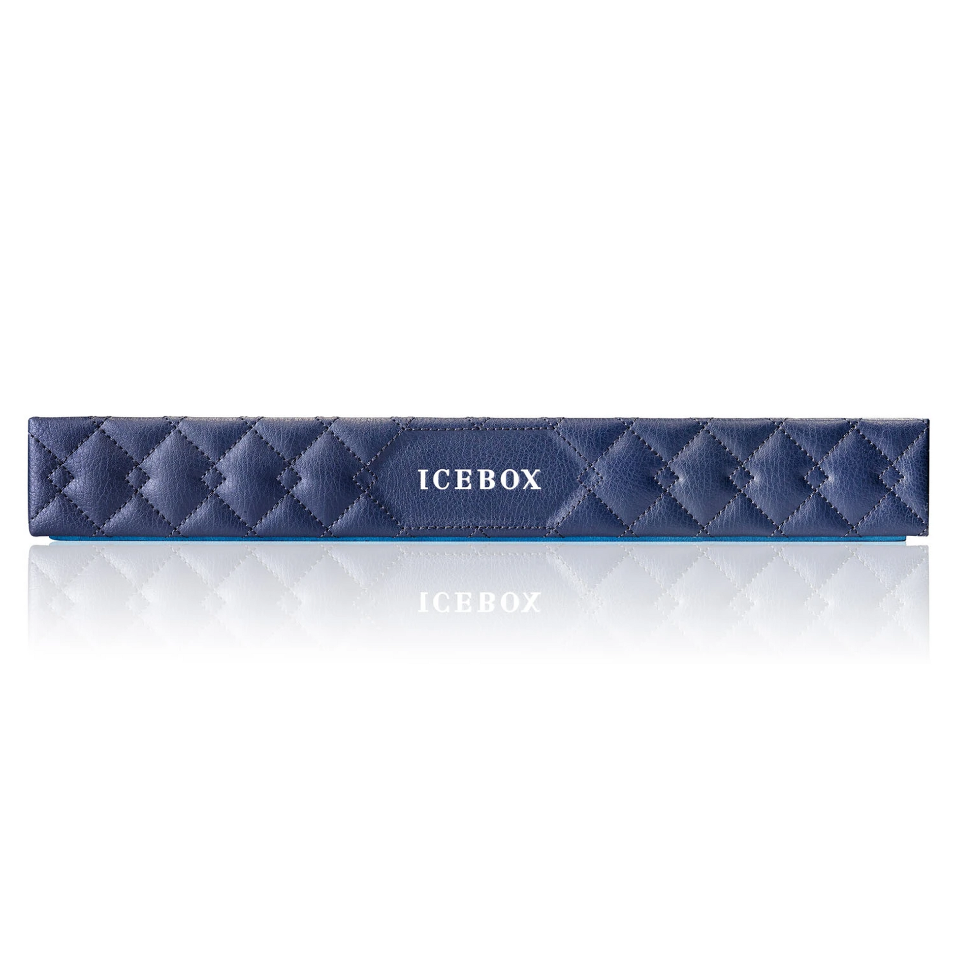 2-Inch Leather Vault Tray in navy, side view