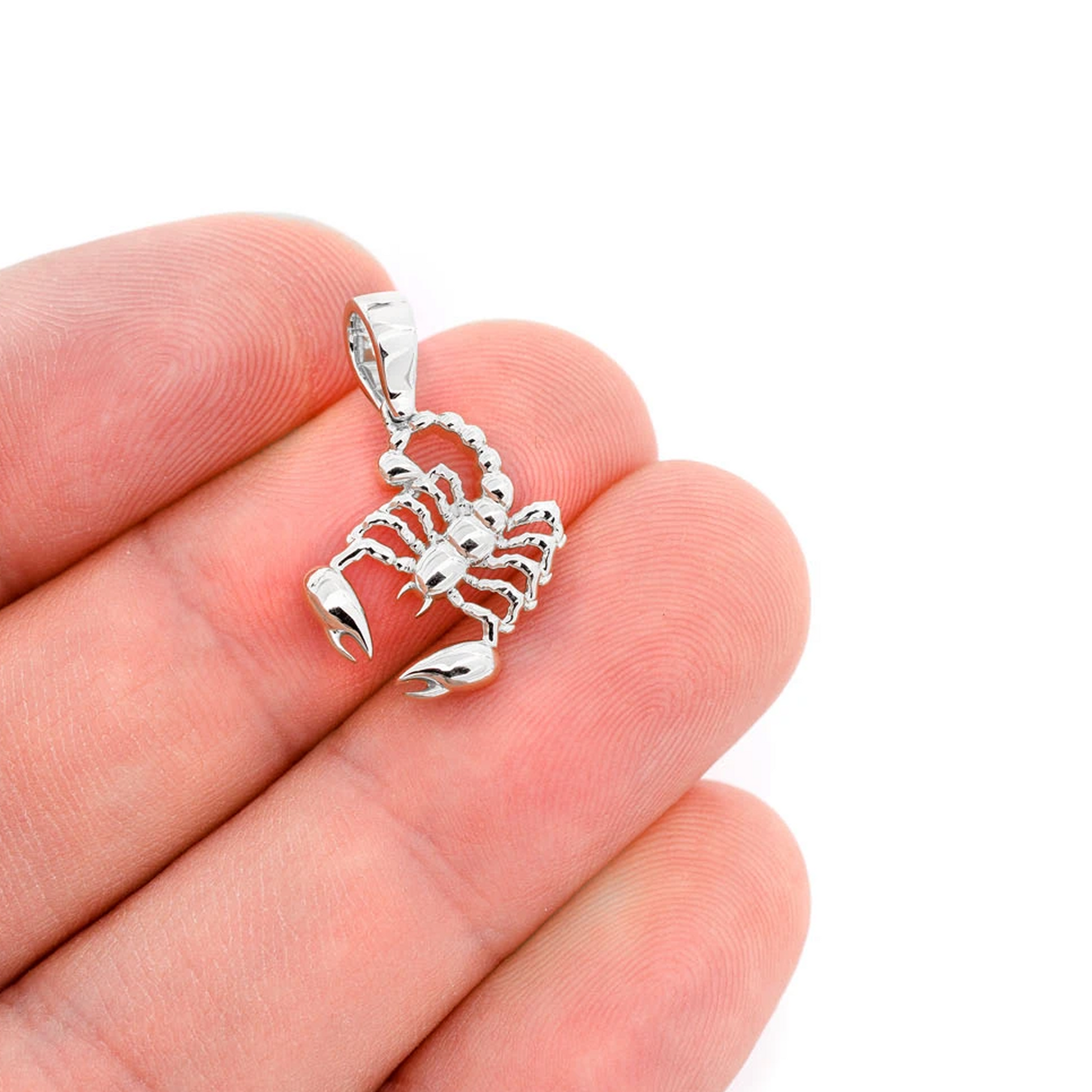 Scorpion Diamond Pendant in 14K white gold, angled view