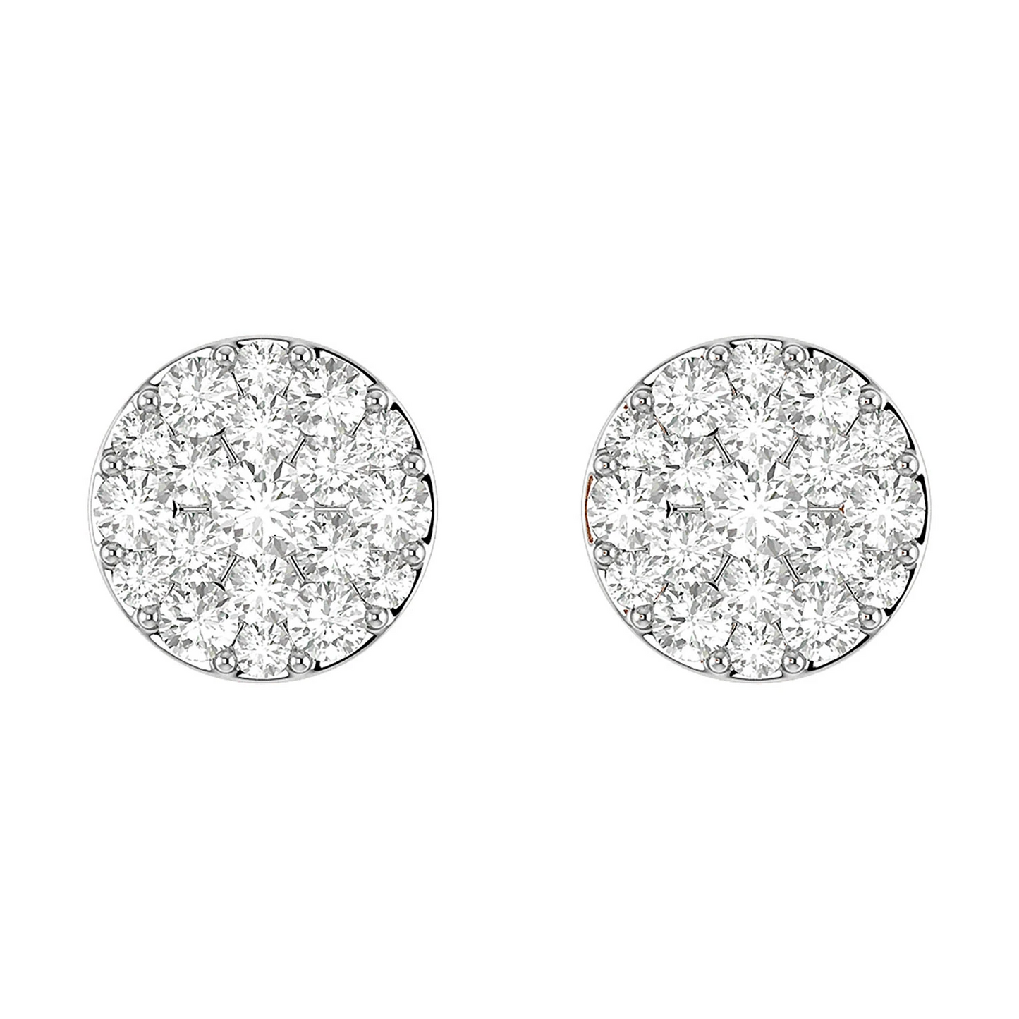 Disc Cluster Diamond Studs in 14K rose gold, front view