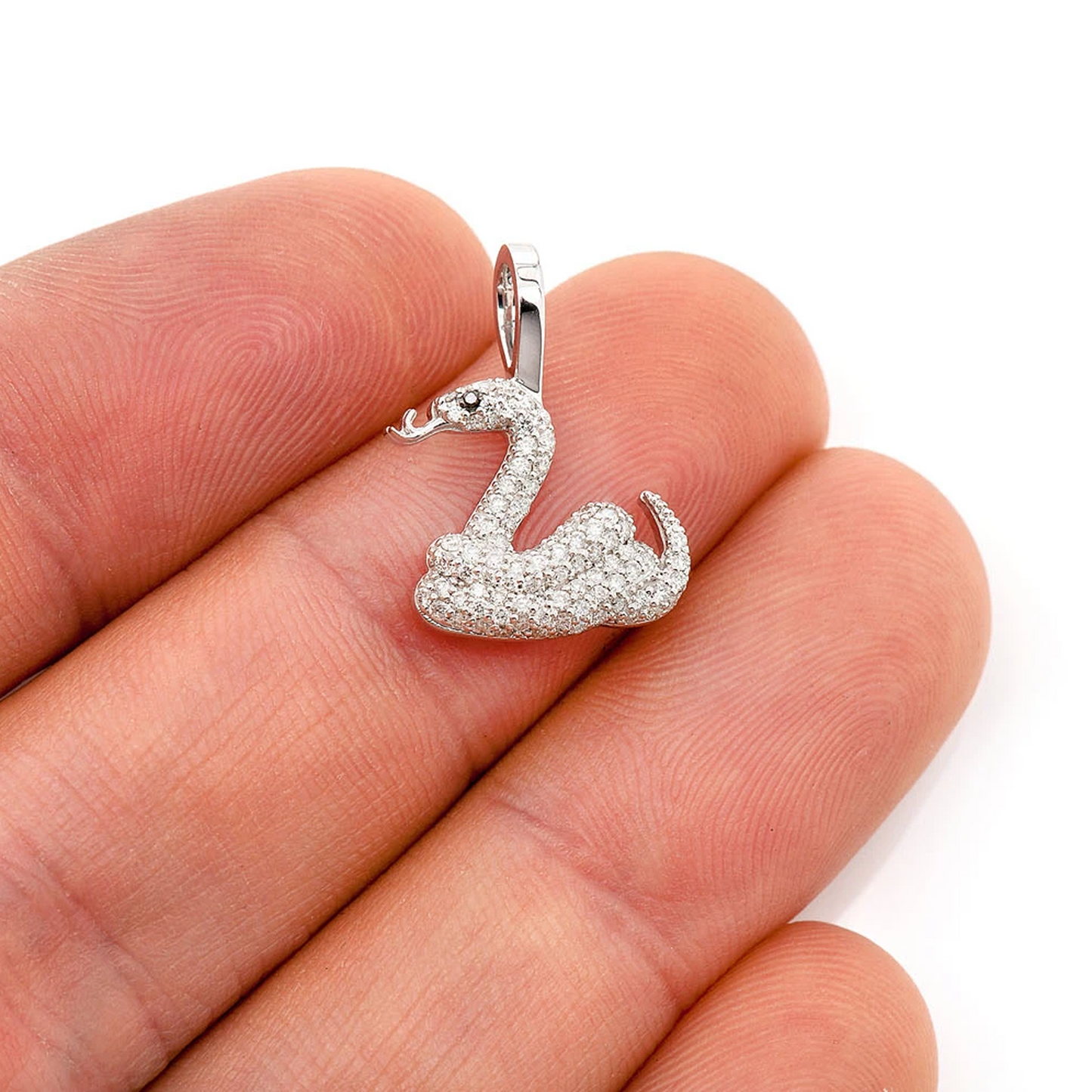 Snake Emoji Diamond Pendant in 14K rose gold, angled view