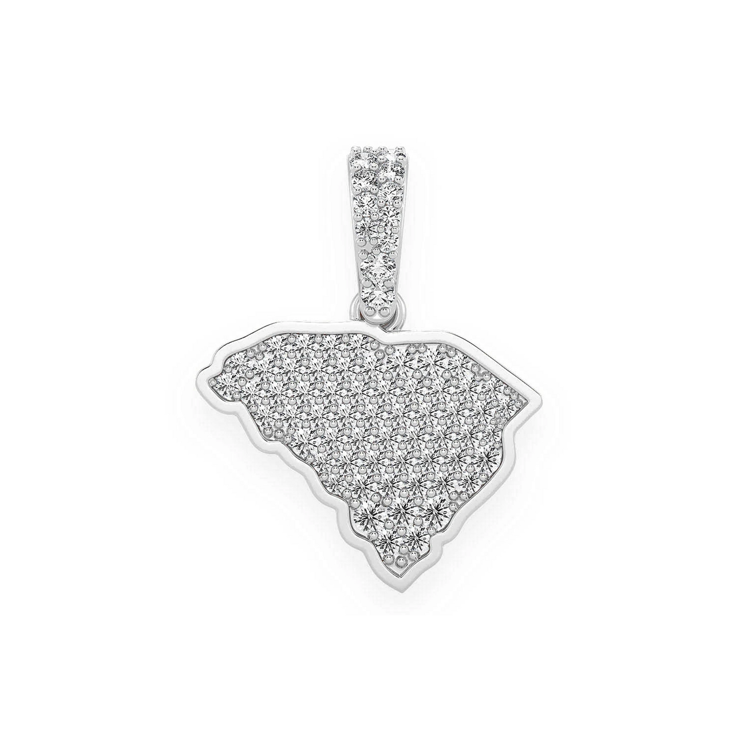 US State Diamond Pendant in 14K white gold, South Carolina design, front view