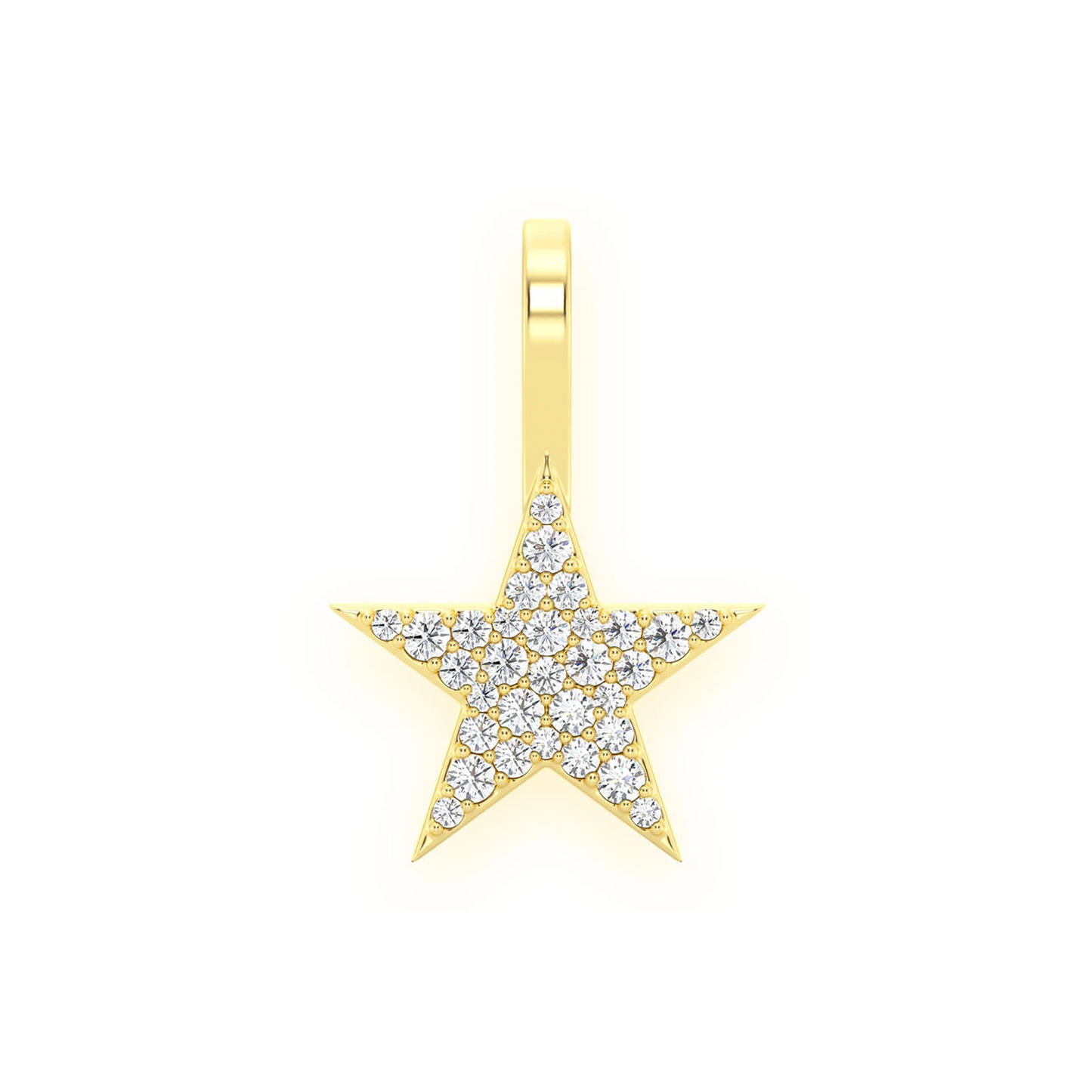 Five Point Star Diamond Pendant in 14K yellow gold, front view