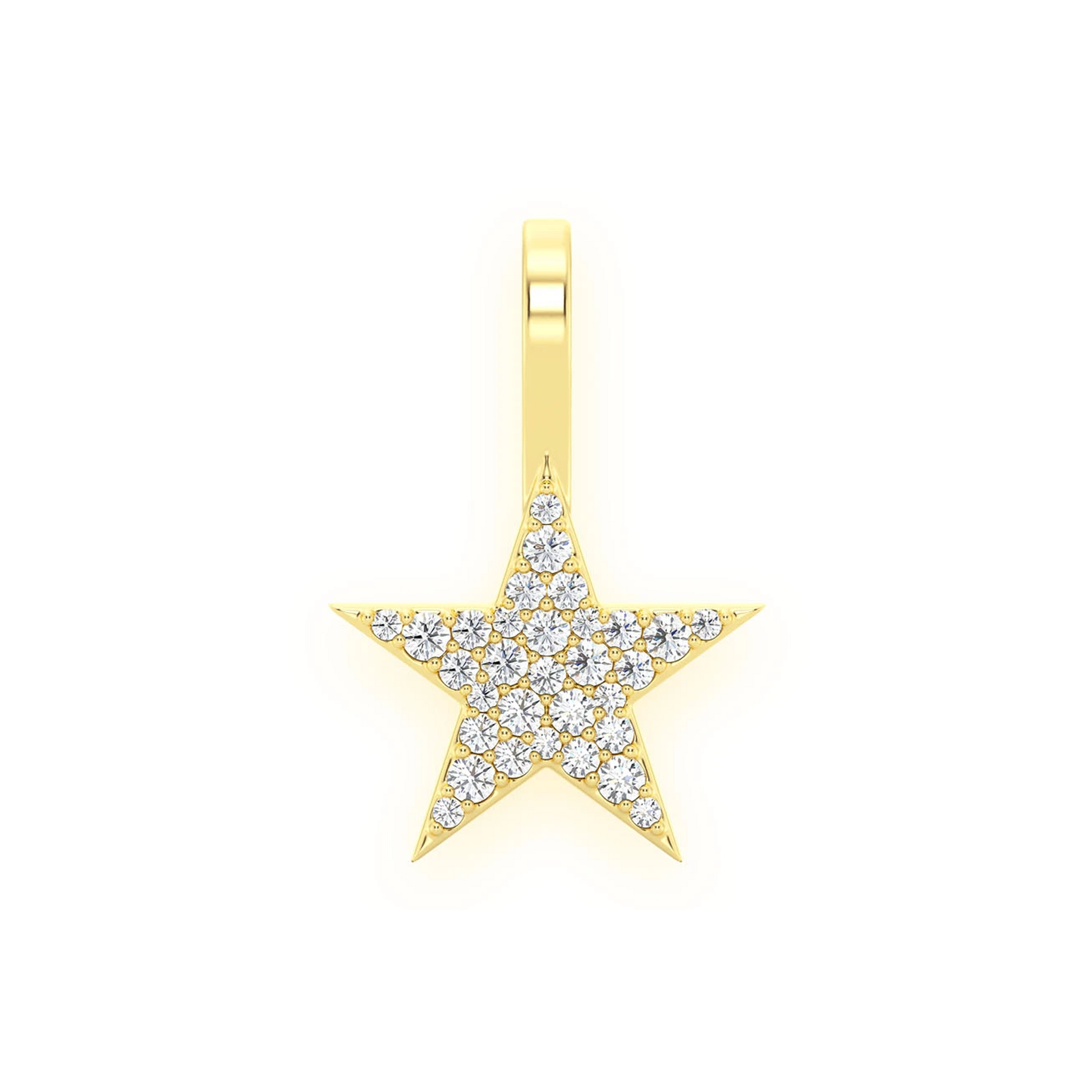 Five Point Star Diamond Pendant in 14K yellow gold, front view