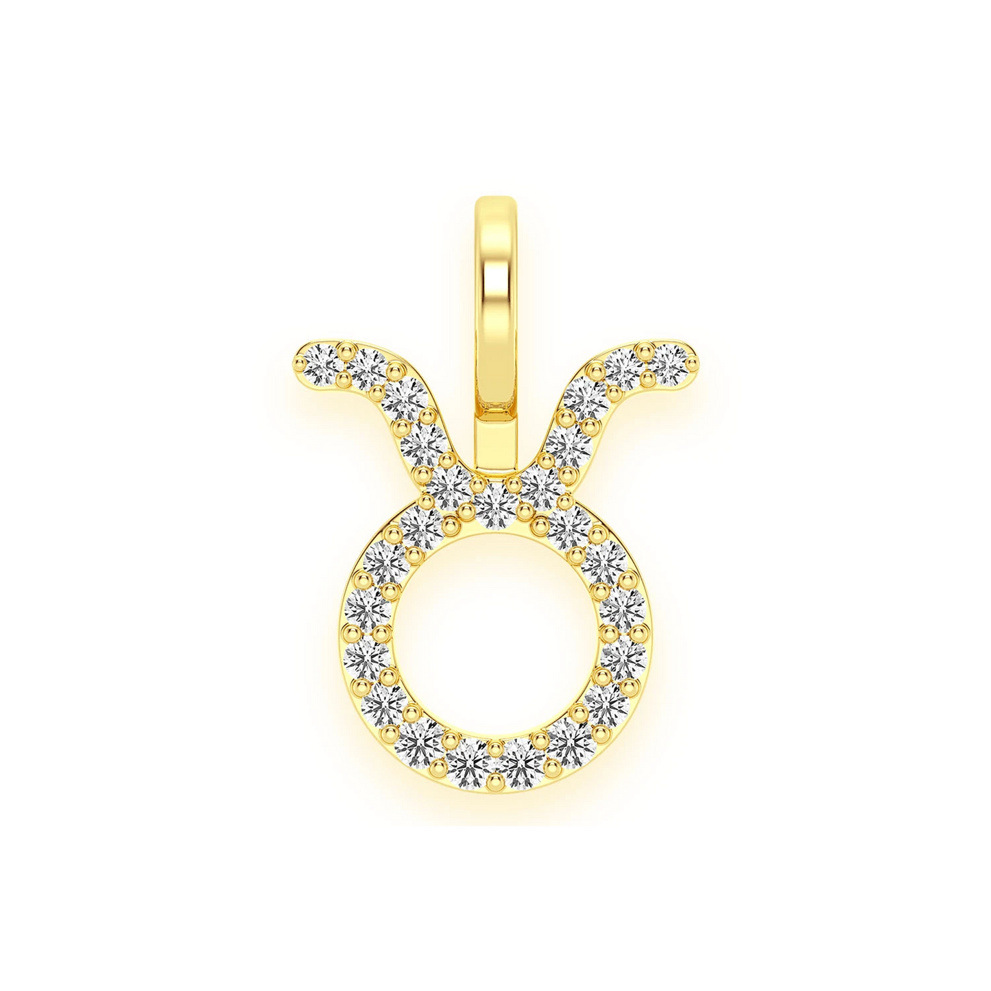 Astrology Zodiac Diamond Pendant in 14K yellow gold, Taurus design, front view