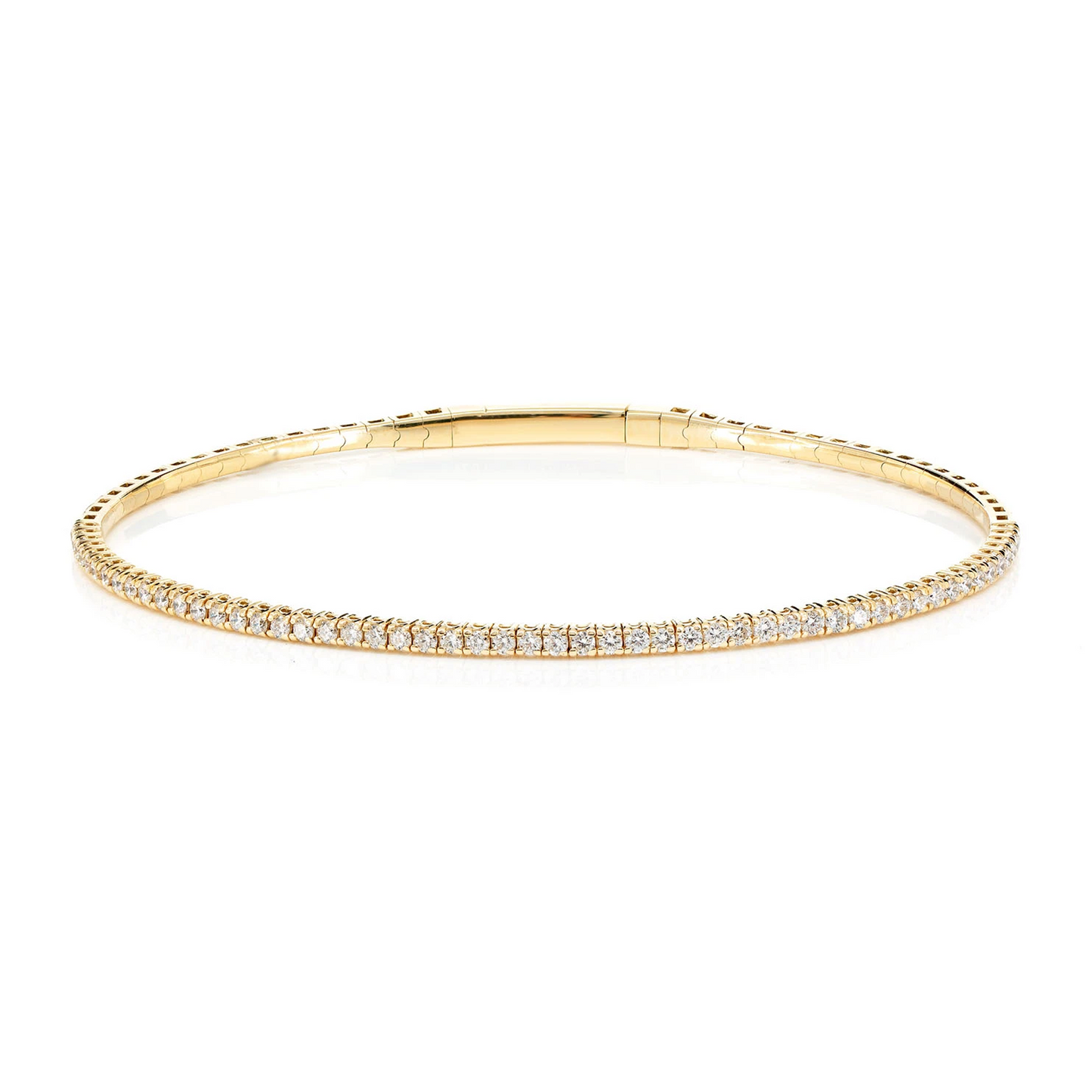 Prong Diamond Flex Bangle in 14K yellow gold, 1pt / 0.70ctw, front view
