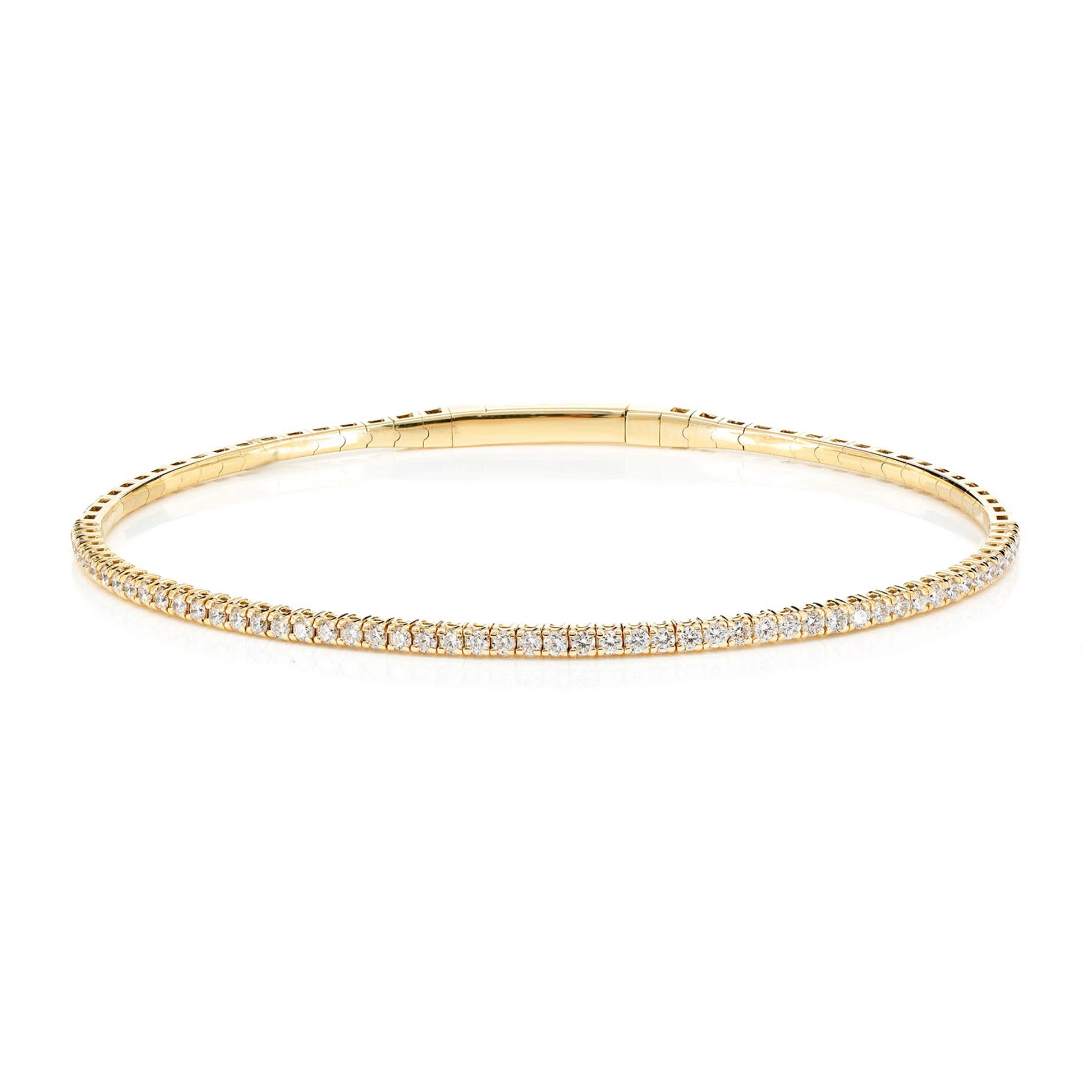 Prong Diamond Flex Bangle in 14K yellow gold, 1pt / 0.70ctw, front view