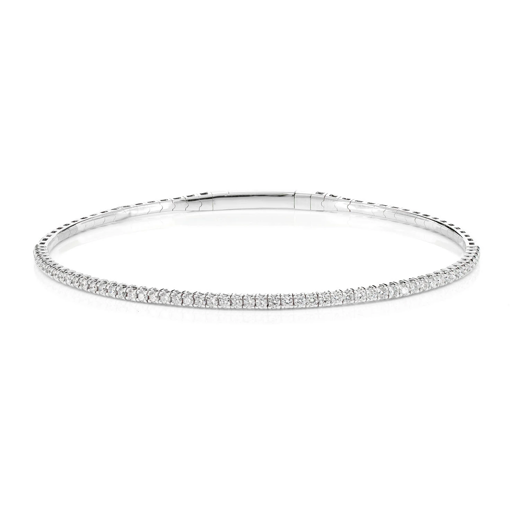 Prong Diamond Flex Bangle in 14K white gold, 1pt / 0.70ctw, front view