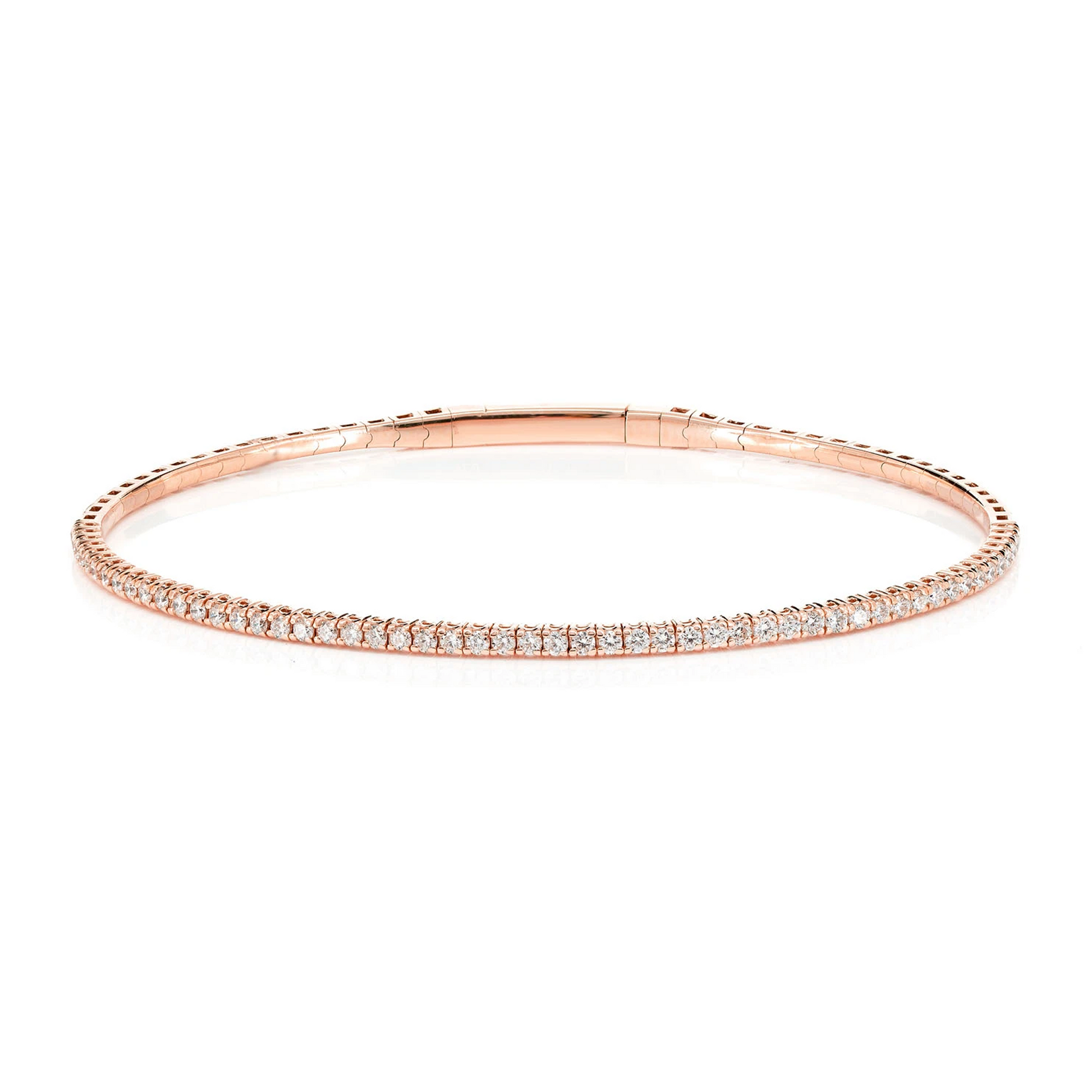 Prong Diamond Flex Bangle in 14K rose gold, 1pt / 0.70ctw, front view