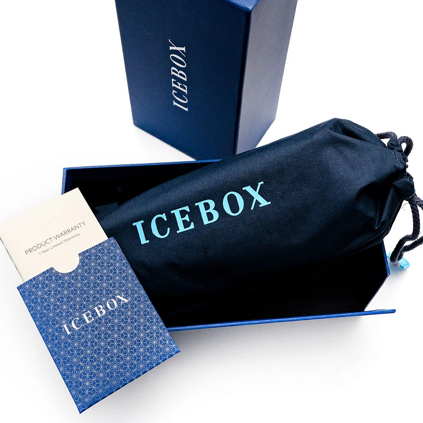 Icebox Leather Three Watch Roll in blue, detail view 7