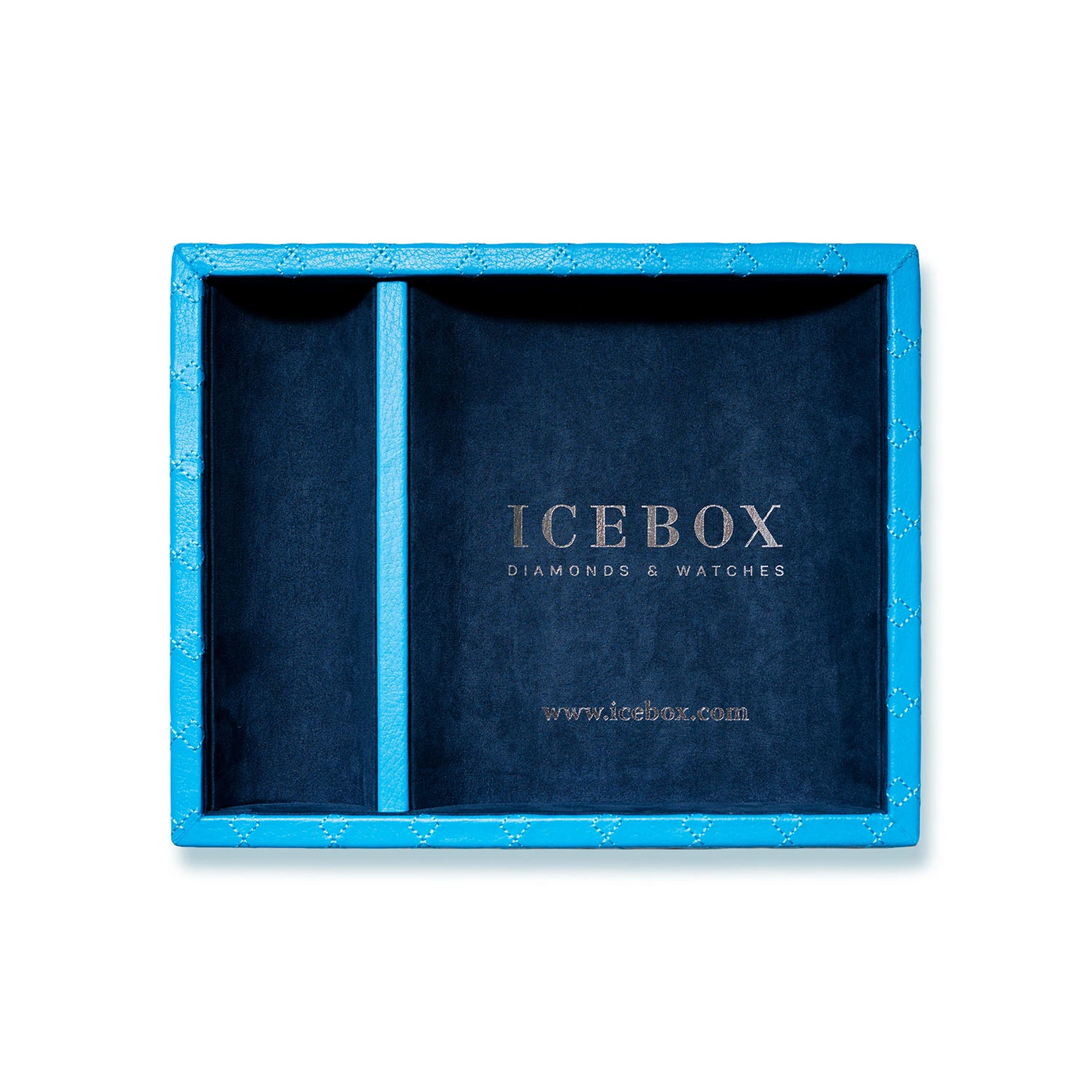 Icebox Leather Dresser Caddy in blue, detail view 4