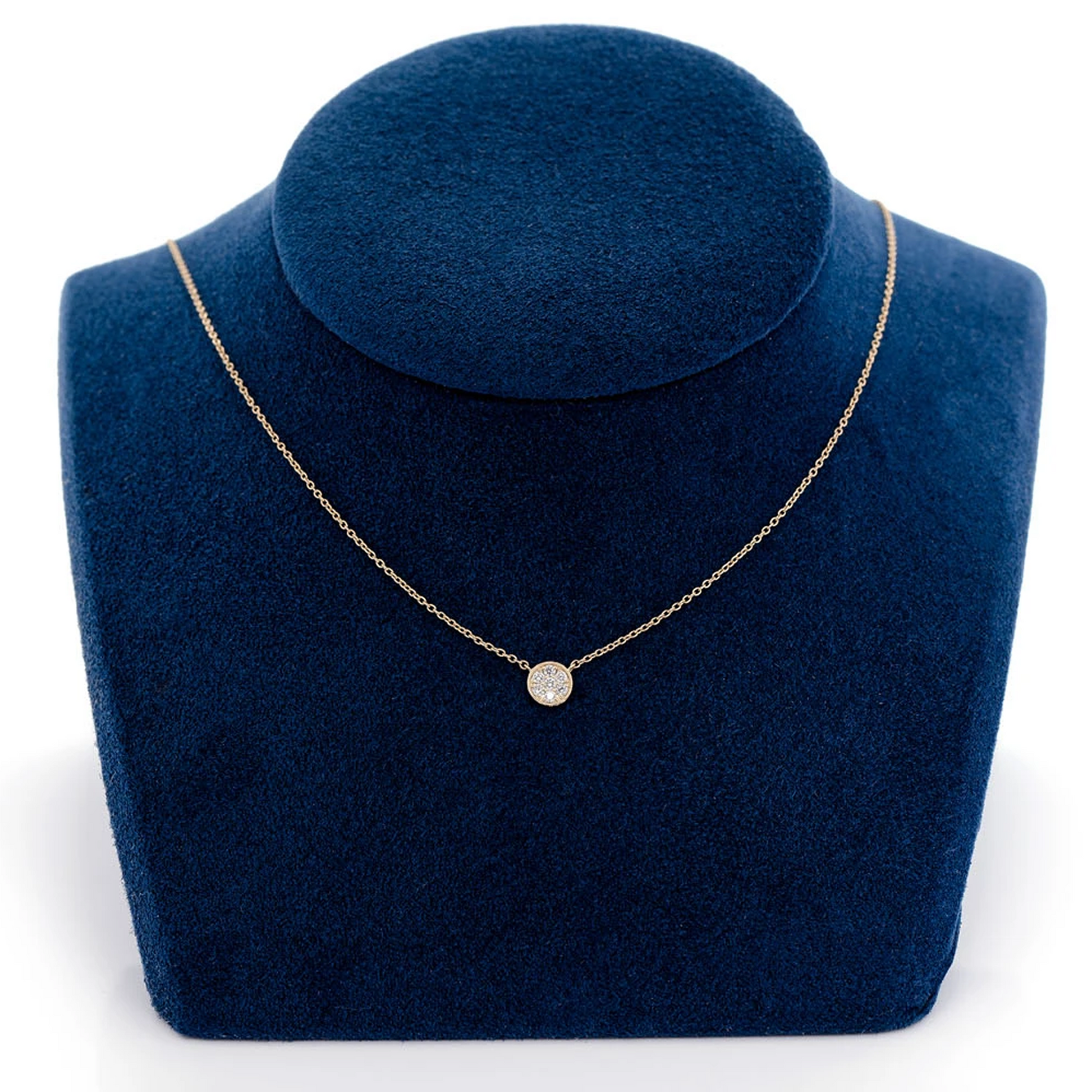 Round Diamond Disc Pendant in 14K yellow gold, alternate view