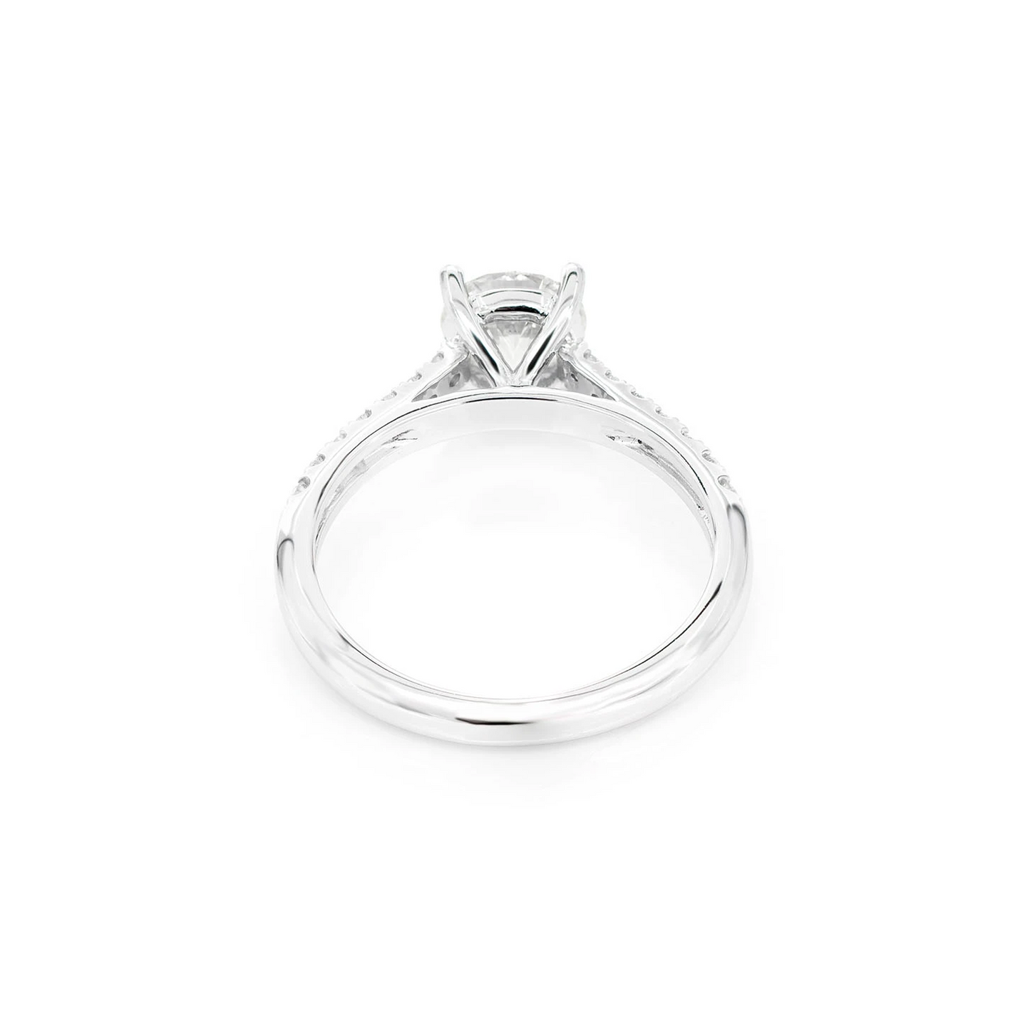 1ct Round Natural Diamond Solitaire Engagement Ring in 14K white gold, alternate view