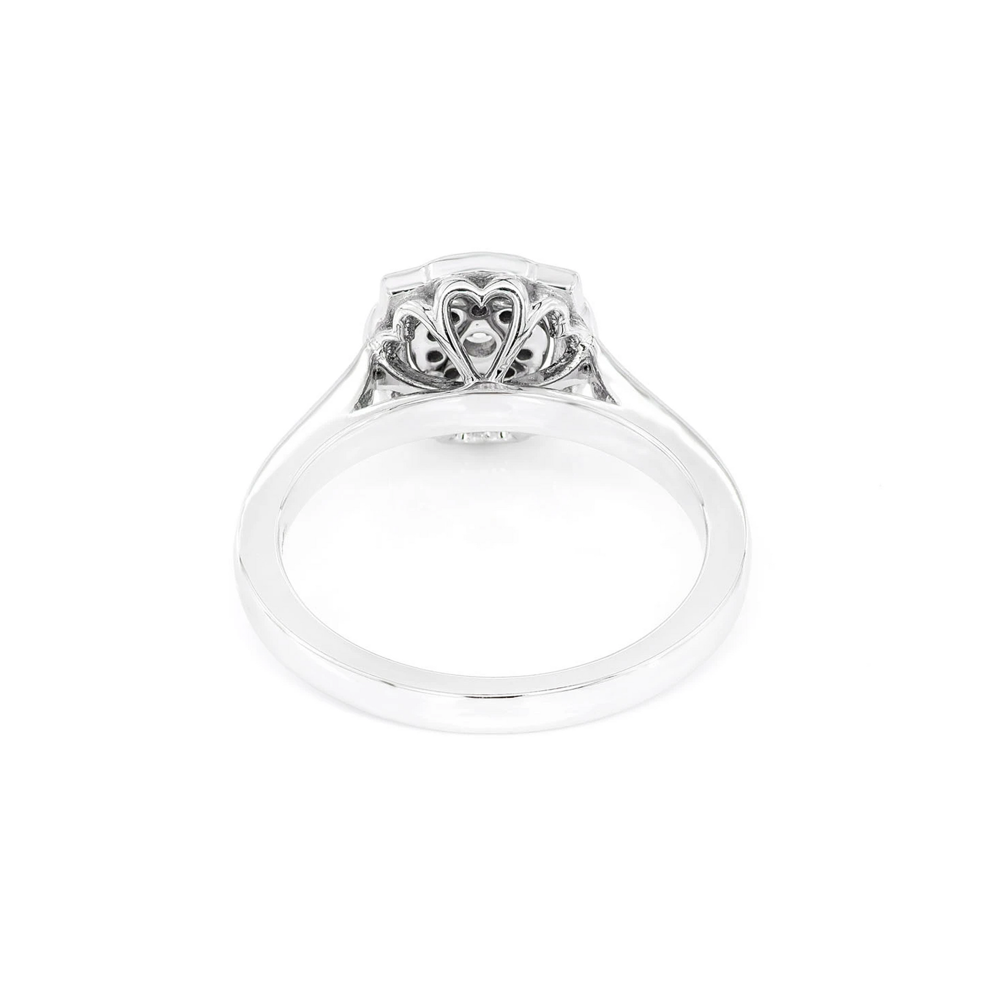 Single Band Square & Round Engagement Ring in 14K white gold, angled view