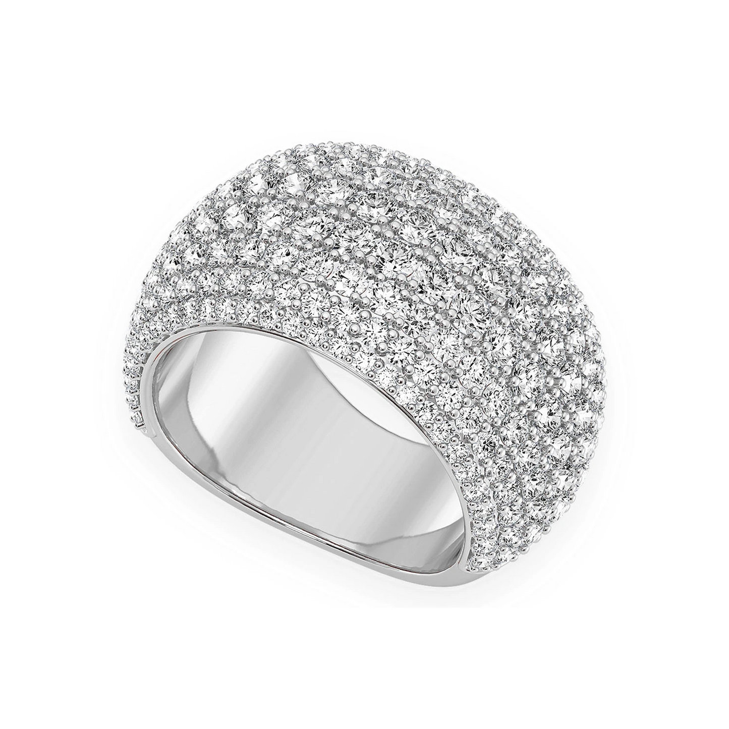 Eight Row Wide Shape Band Ring in 14K white gold, detail view