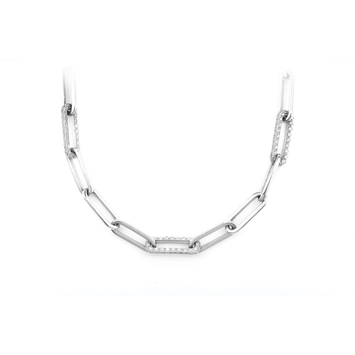 Alternating Elongated Diamond Rolo Link 17.5in Necklace