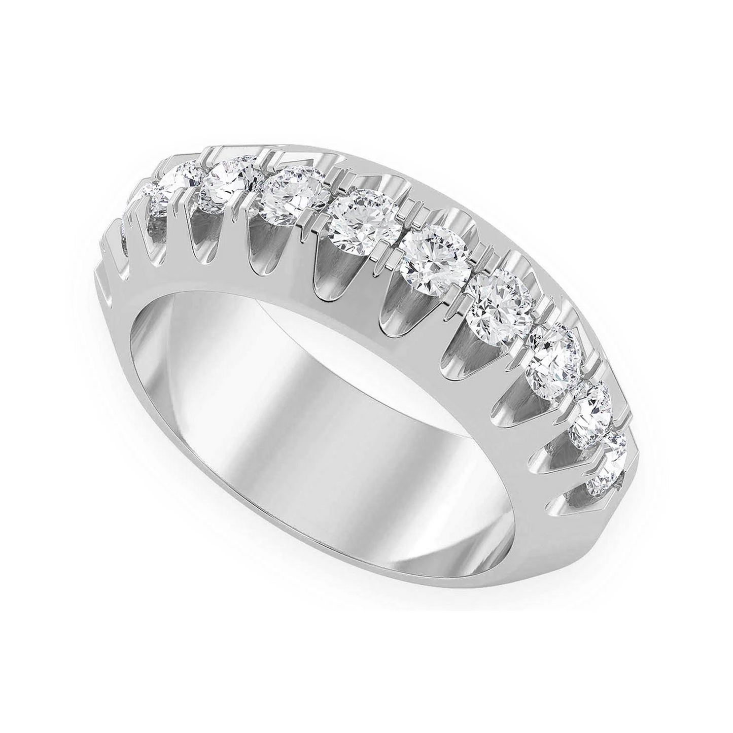 Pyramid Diamond Band in 14K white gold, angled view