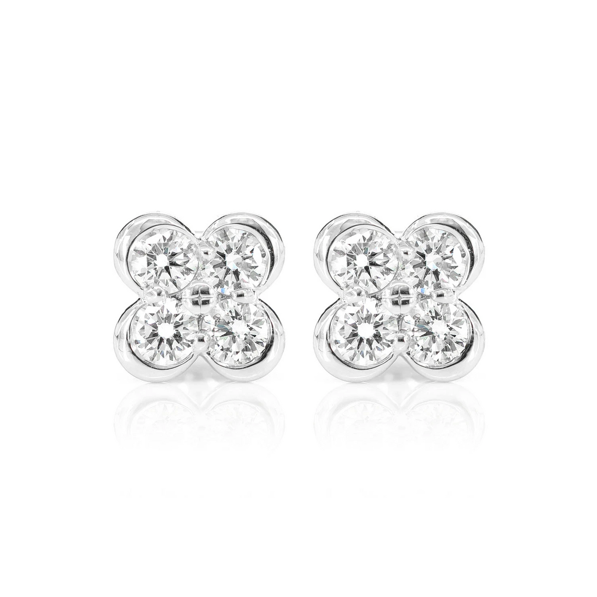 Diamond Clover Stud Earrings