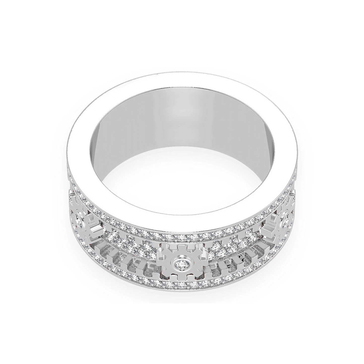 Fidget Gear Diamond Ring in 14K white gold, alternate view