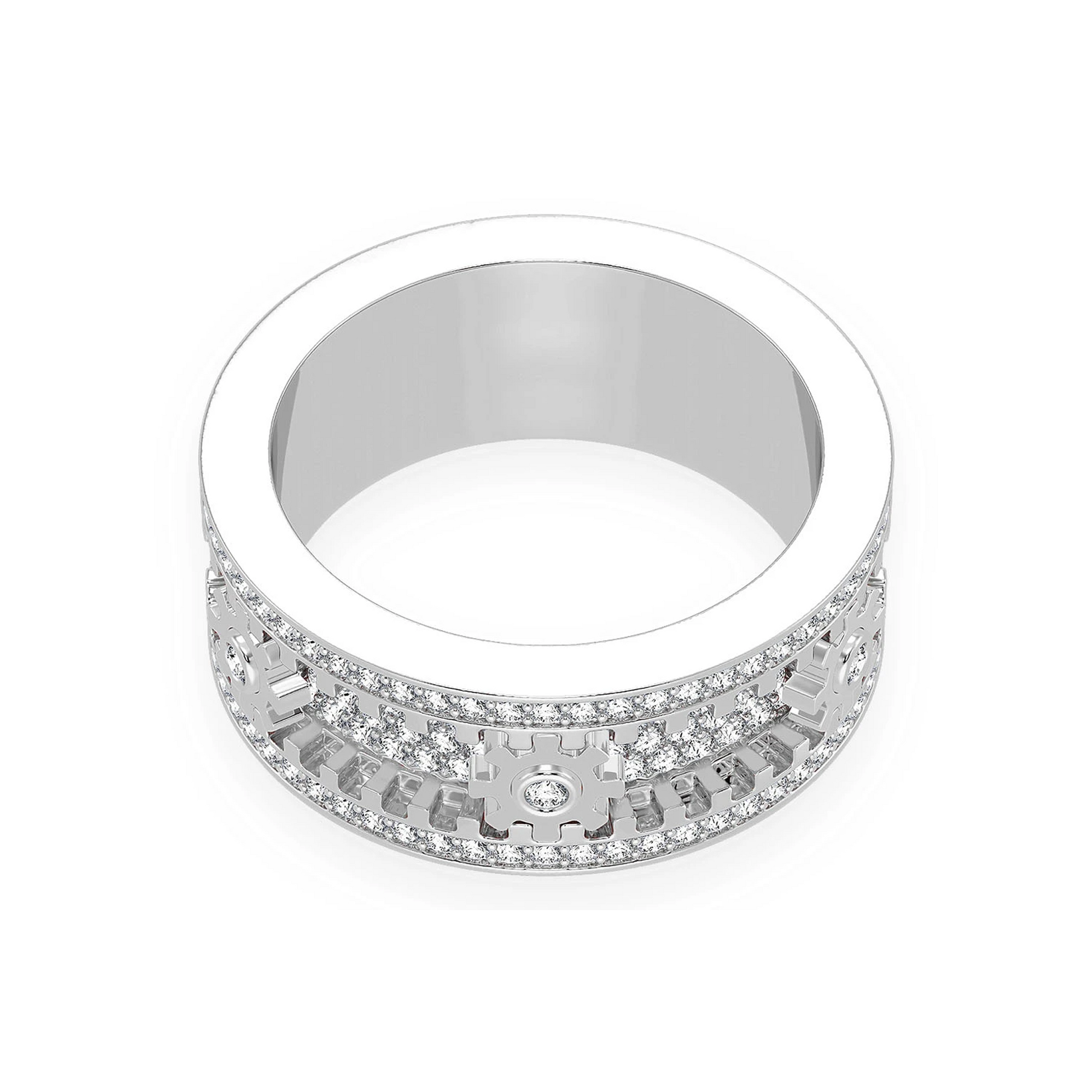 Fidget Gear Diamond Ring in 14K white gold, alternate view