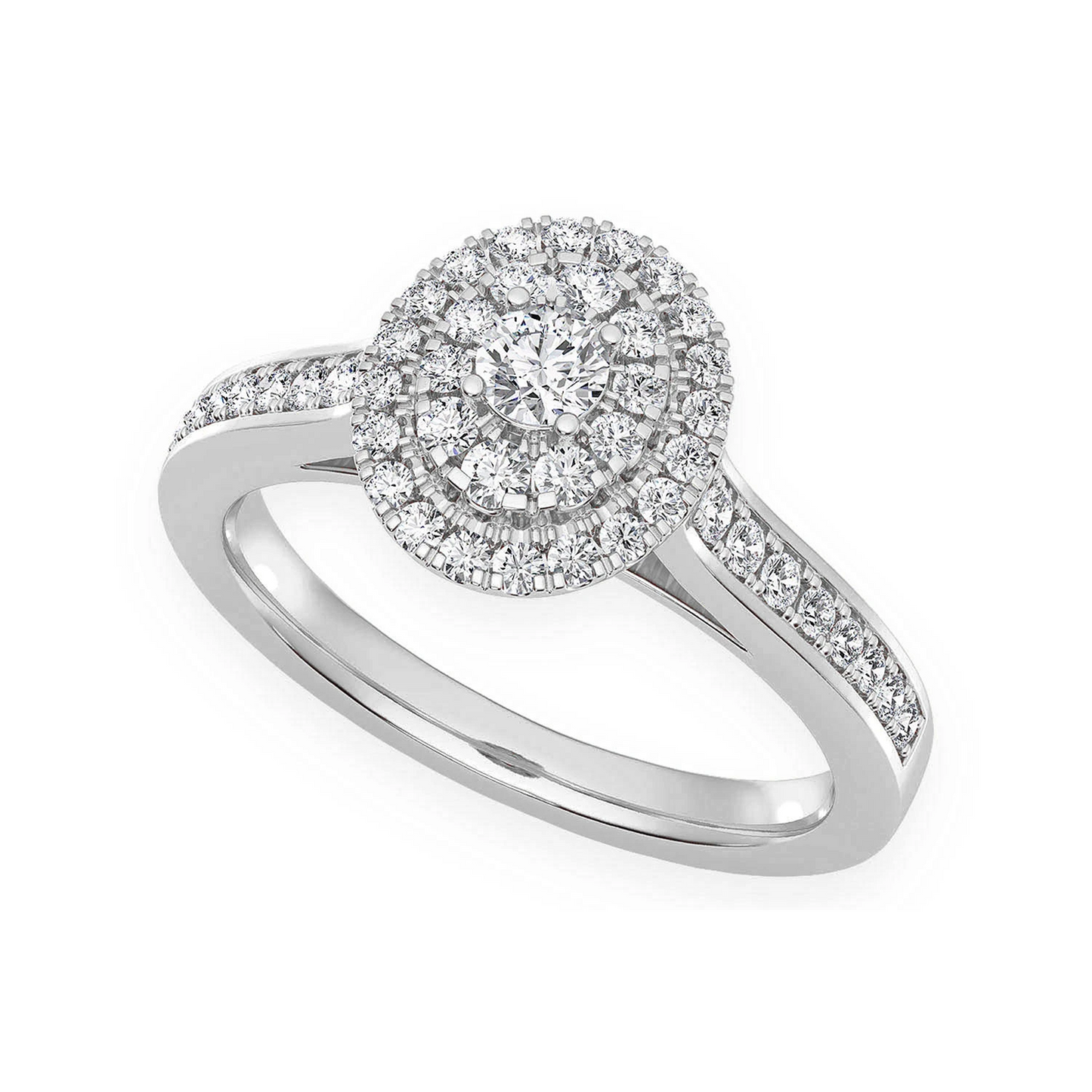 Oval Diamond Engagement Ring in 14K white gold, angled view