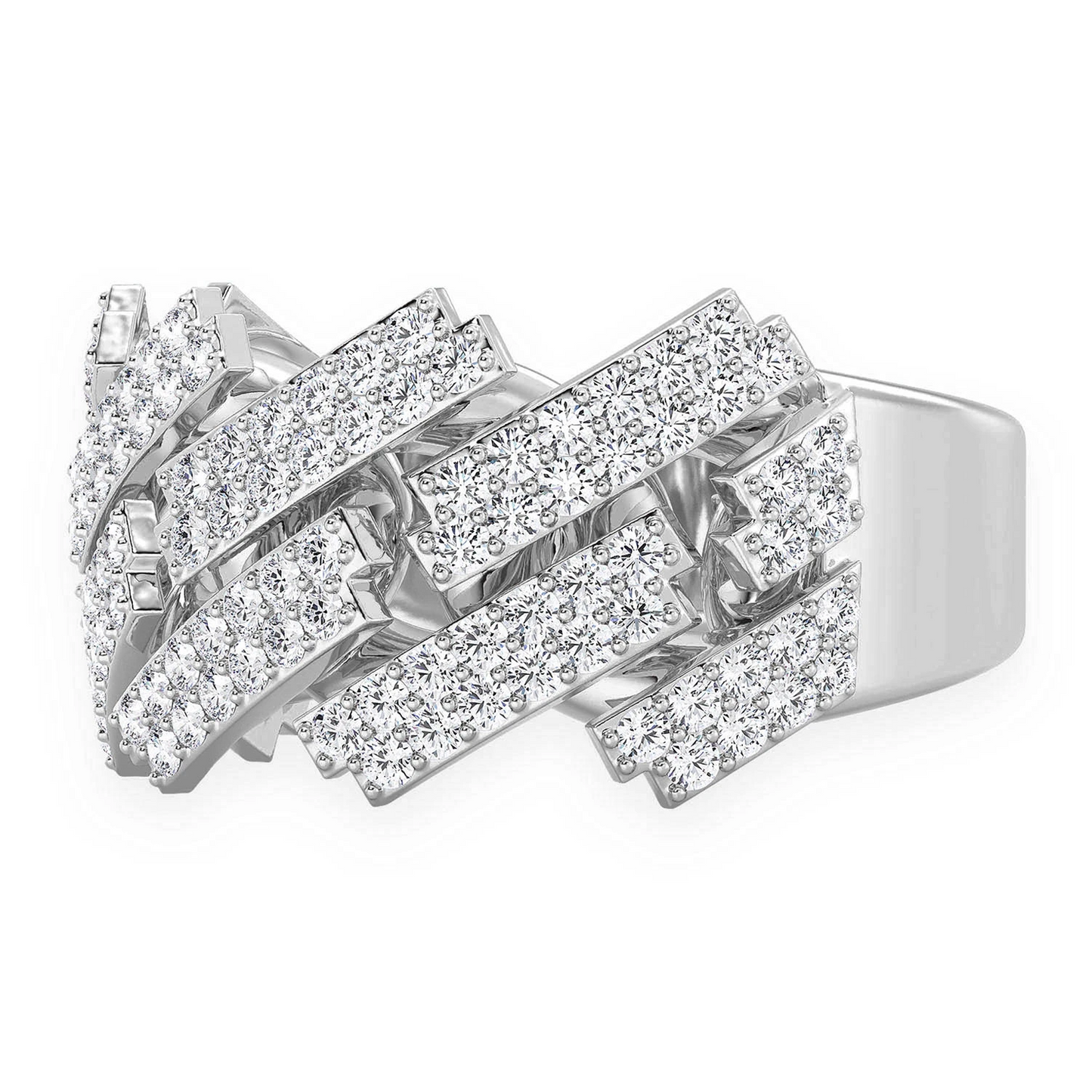Serrated Cuban Diamond Ring in 14K rose gold, detail view