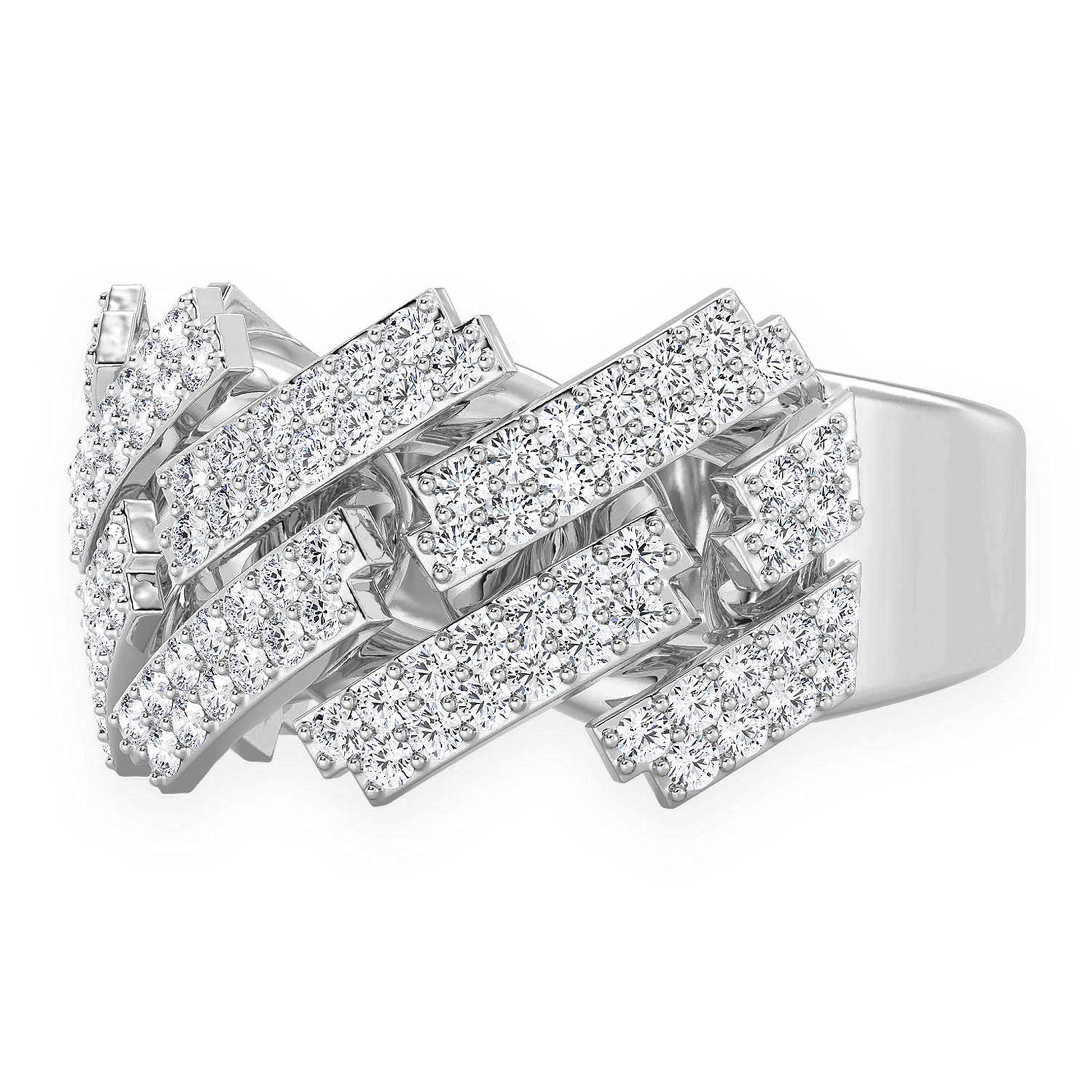 Serrated Cuban Diamond Ring in 14K rose gold, detail view