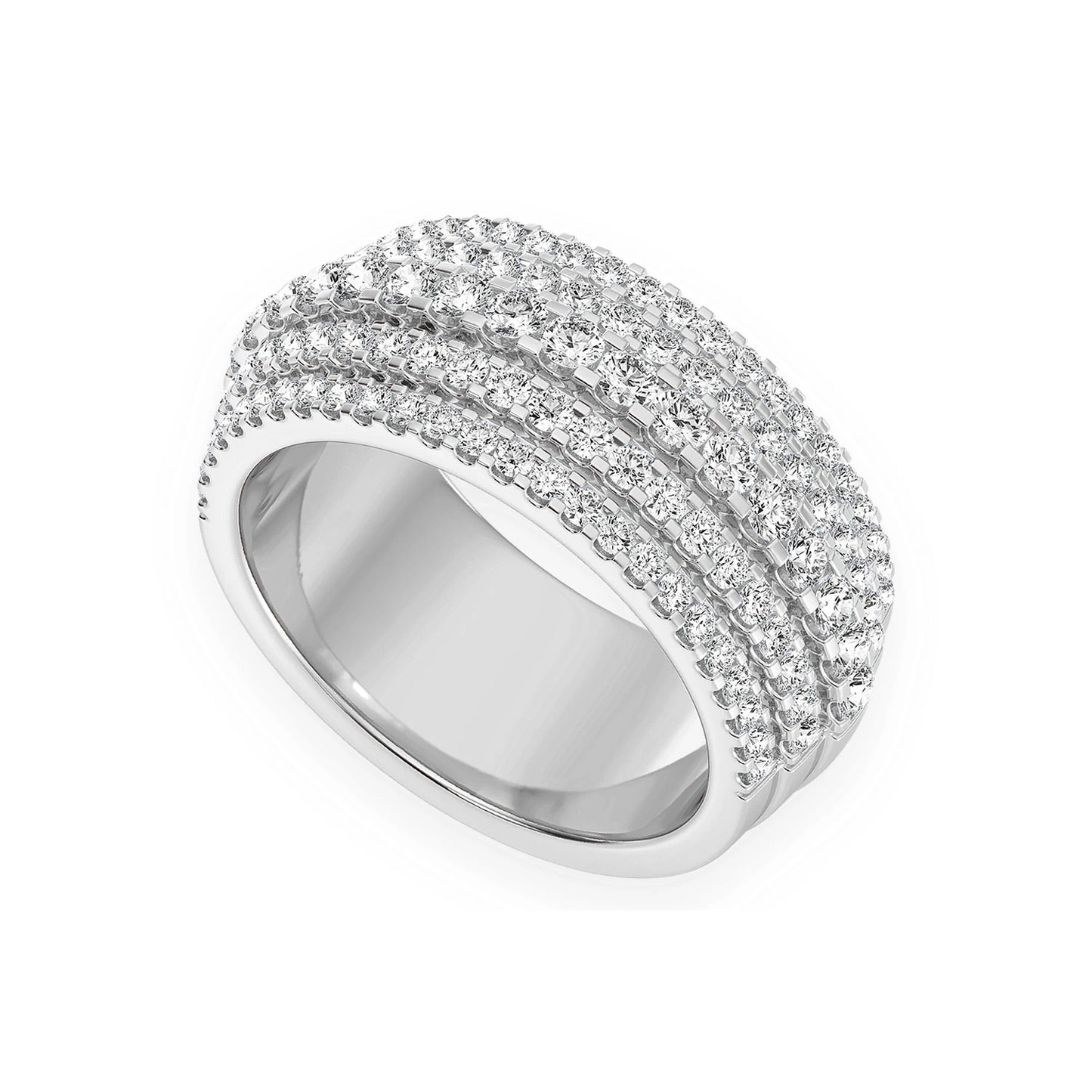 Multi Row Tier Band Ring in 14K white gold, angled view