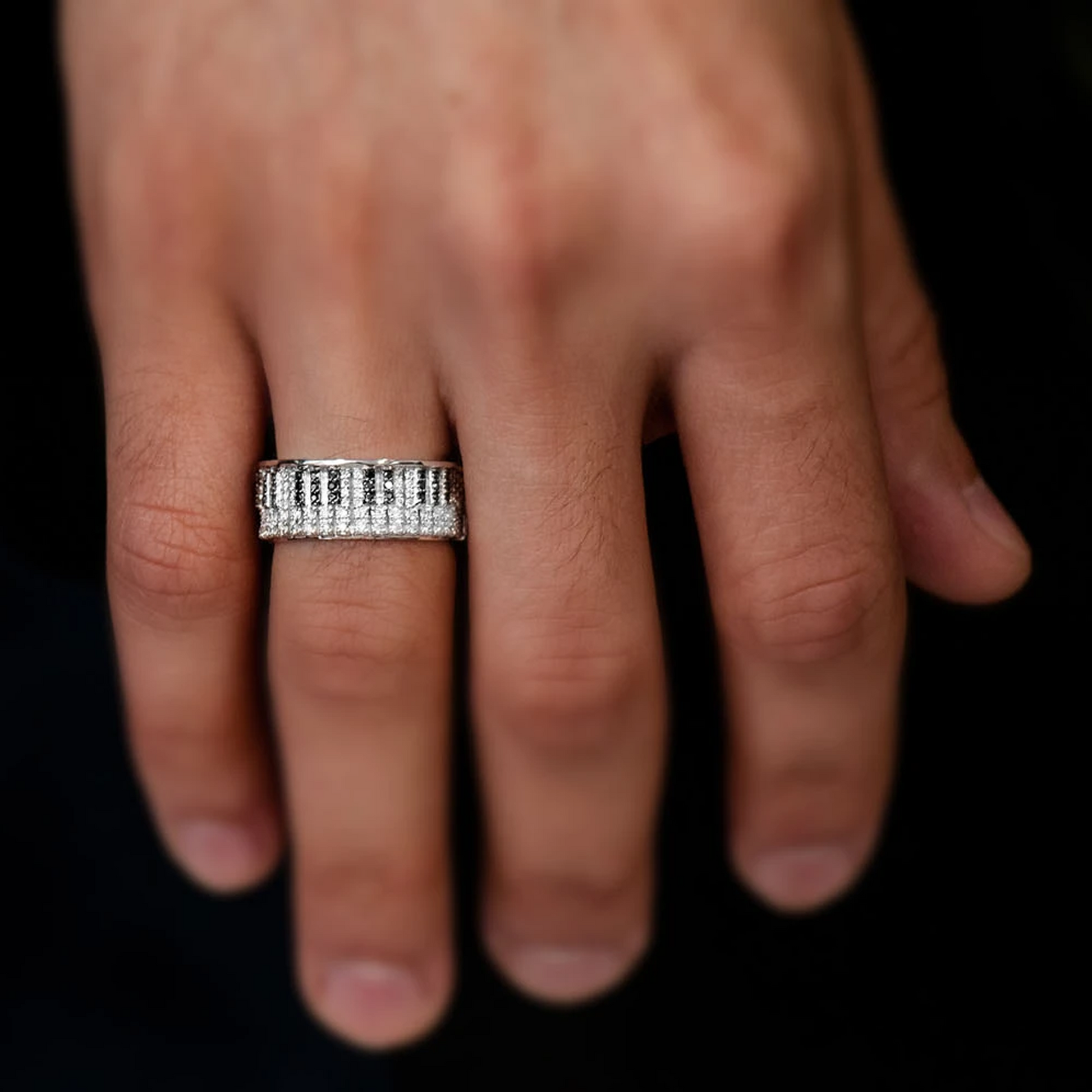 Piano Diamond Ring in 14K white gold, angled view