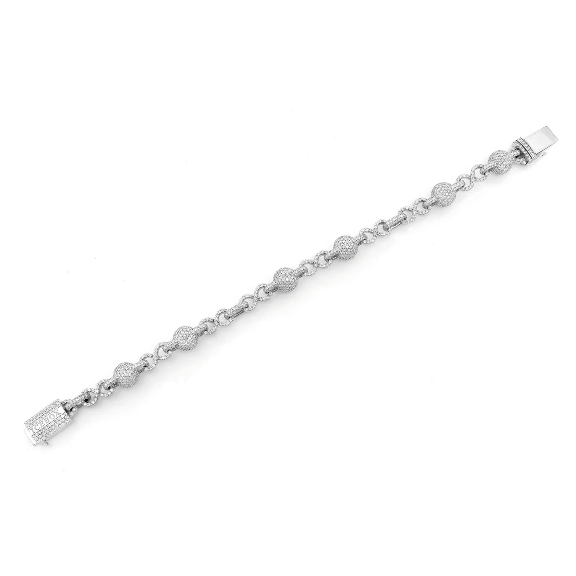 Infinity Bead Link Diamond Bracelet in 14K white gold, alternate view