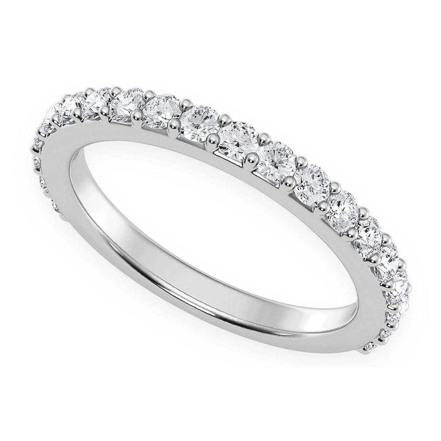 Single Row Band Ring in 14K white gold, angled view