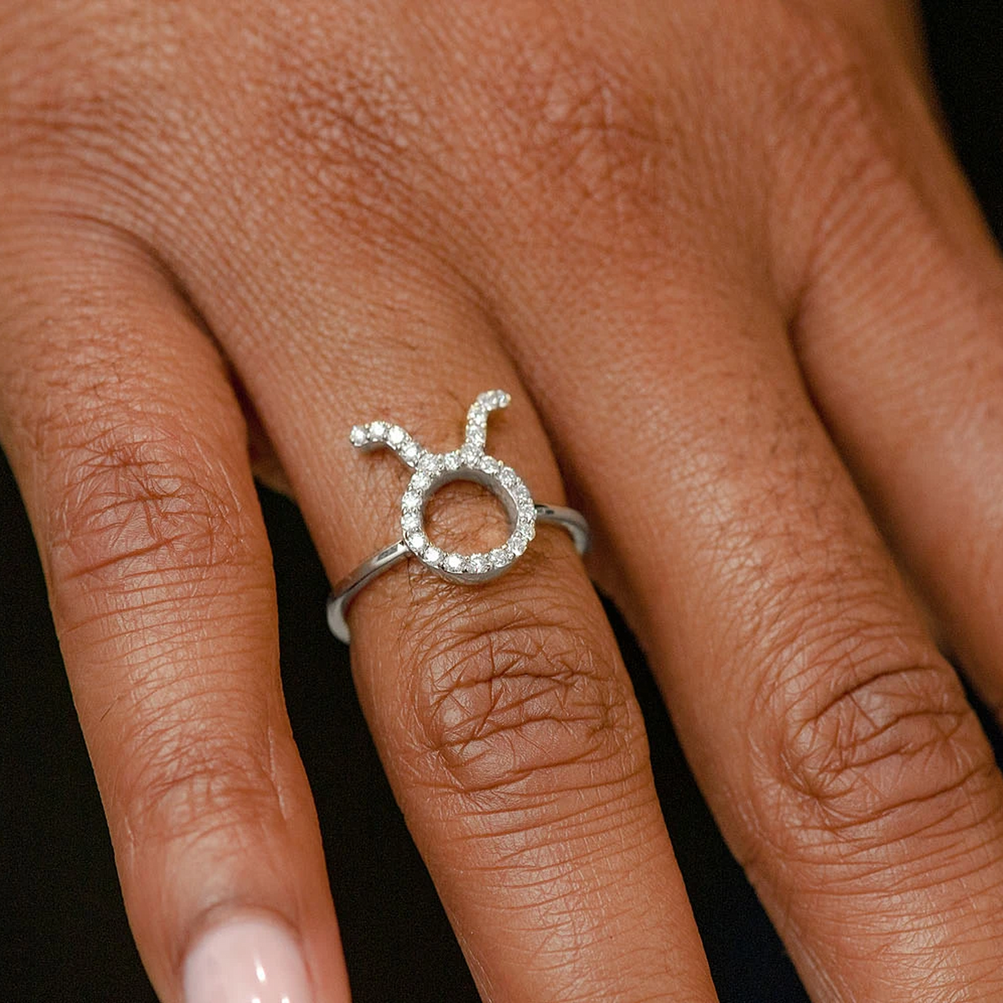 Zodiac Diamond Ring in 14K white gold, Taurus design, alternate view