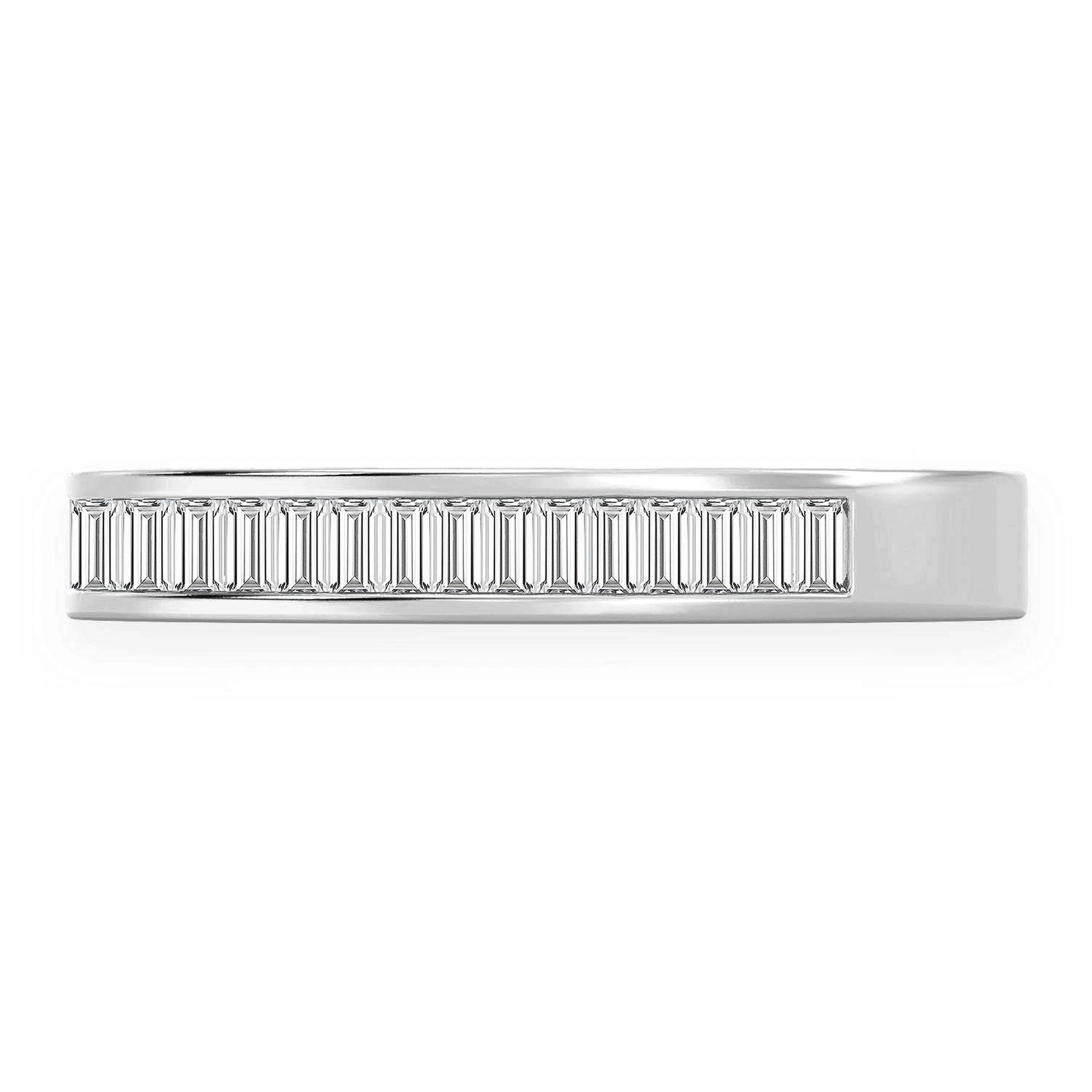 Baguette Channel Set Diamond Ring in 14K white gold, detail view