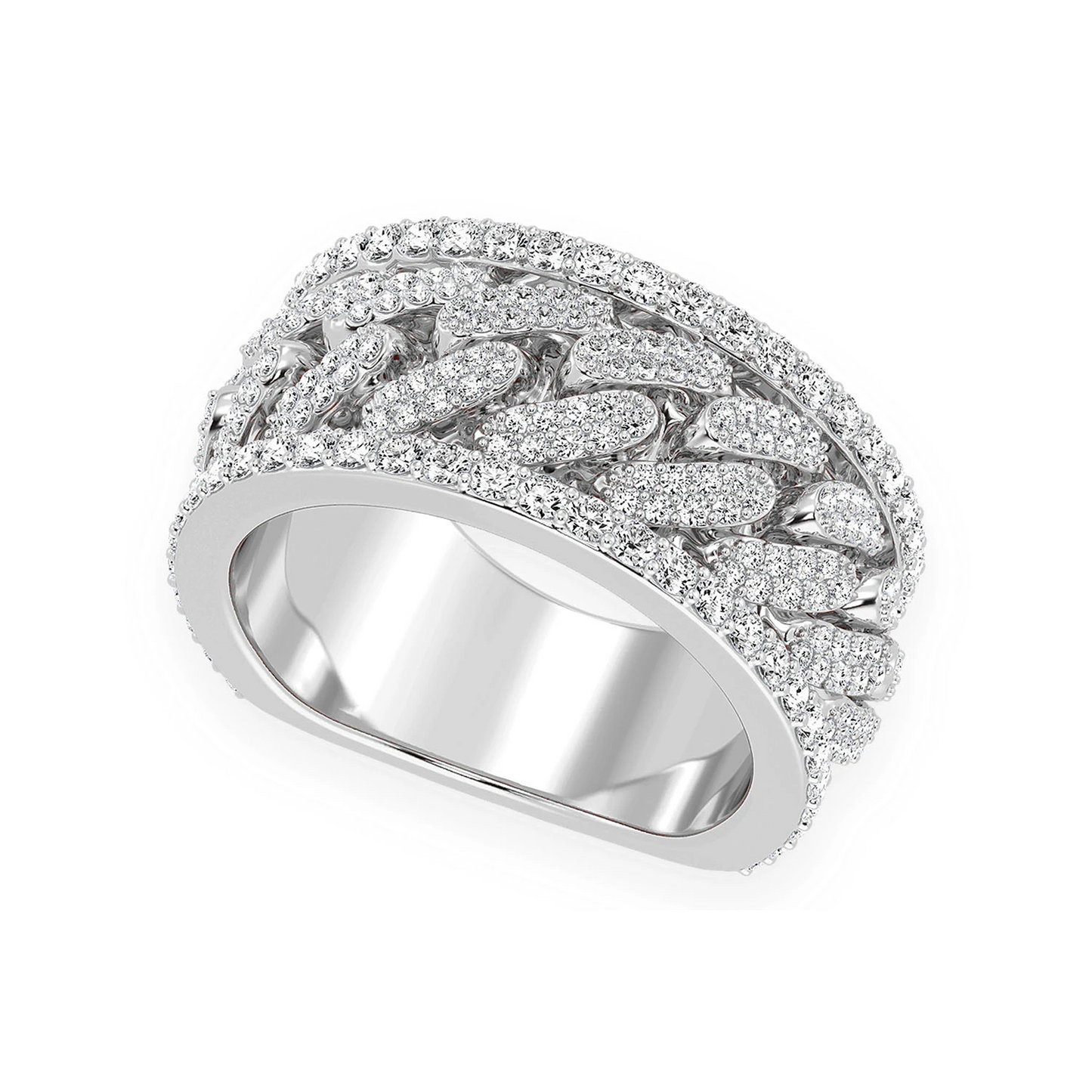 Miami Cuban Link Ring in 14K white gold, angled view