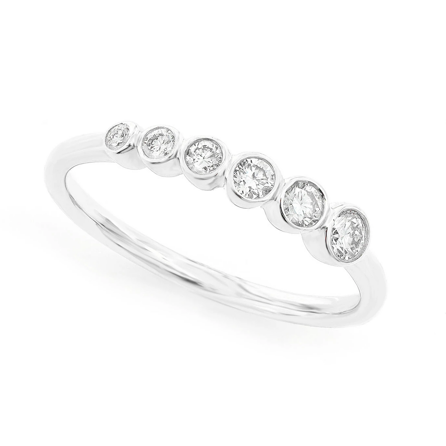 Graduated Diamond Ring in 14K white gold, angled view