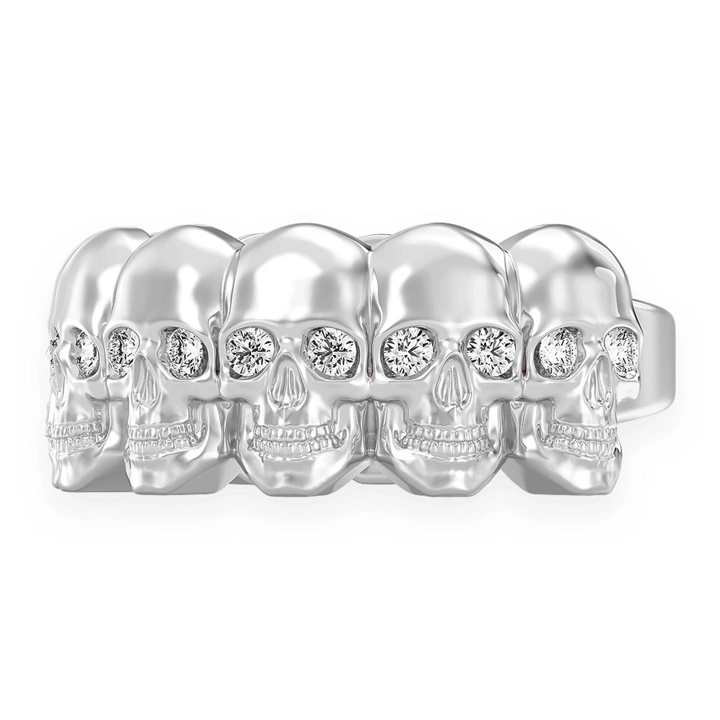 Nine Skull Diamond Ring in 14K rose gold, detail view