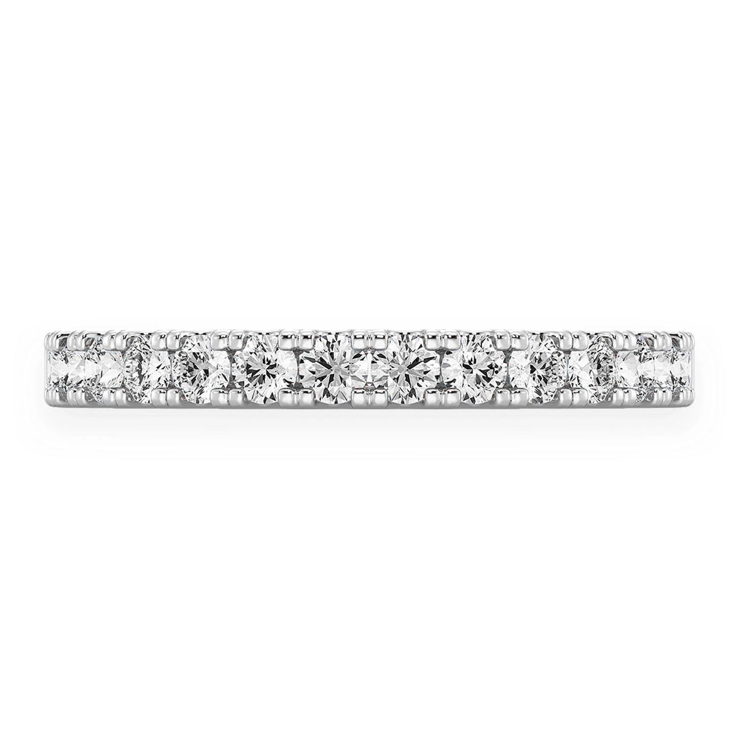 Extra Wide Single Row Band Ring in 14K white gold, angled view