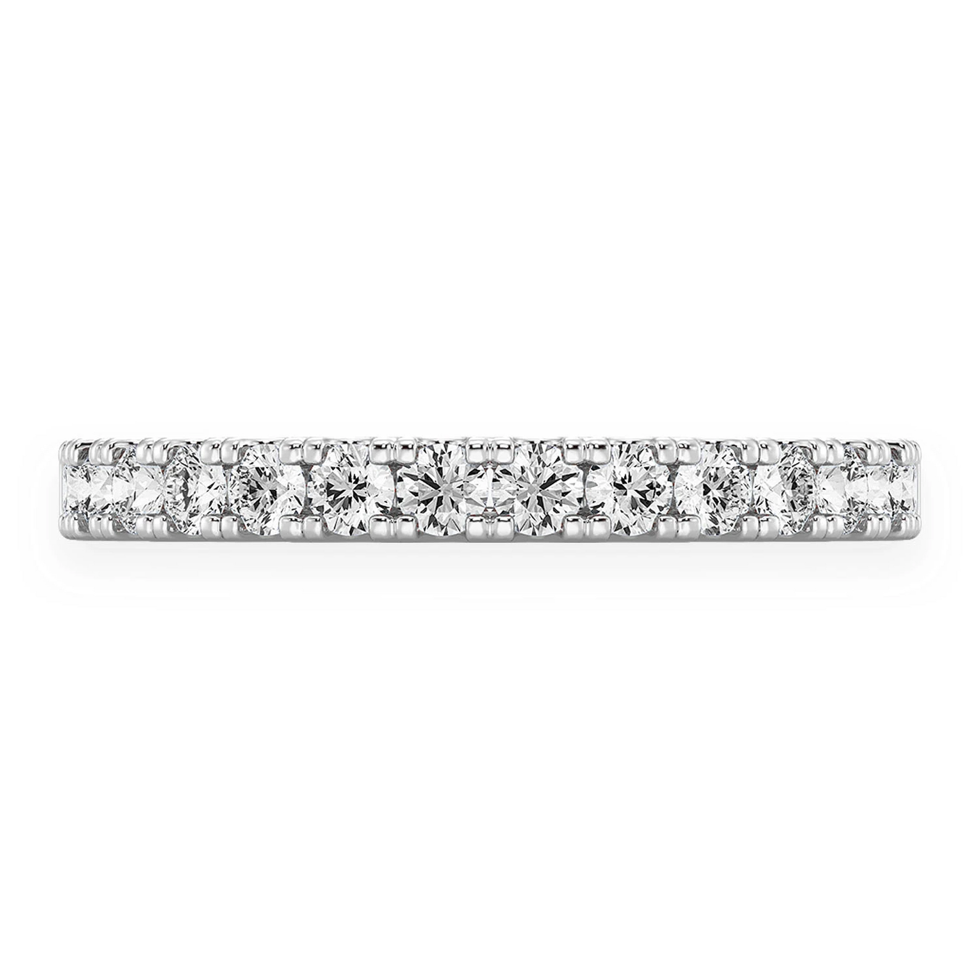 Extra Wide Single Row Band Ring in 14K white gold, angled view