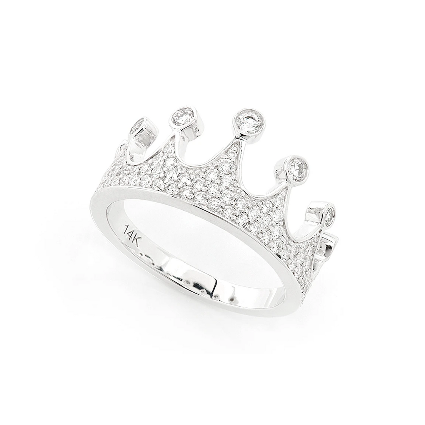 Crown Diamond Ring in 14K white gold, detail view