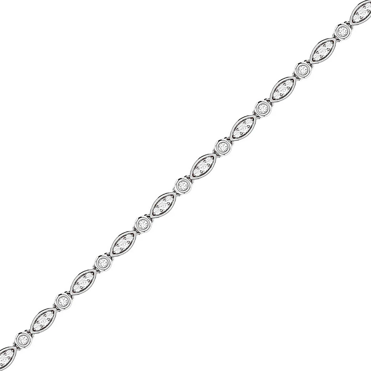 Geometric Bezel Diamond Bracelet in 14K white gold, detail view