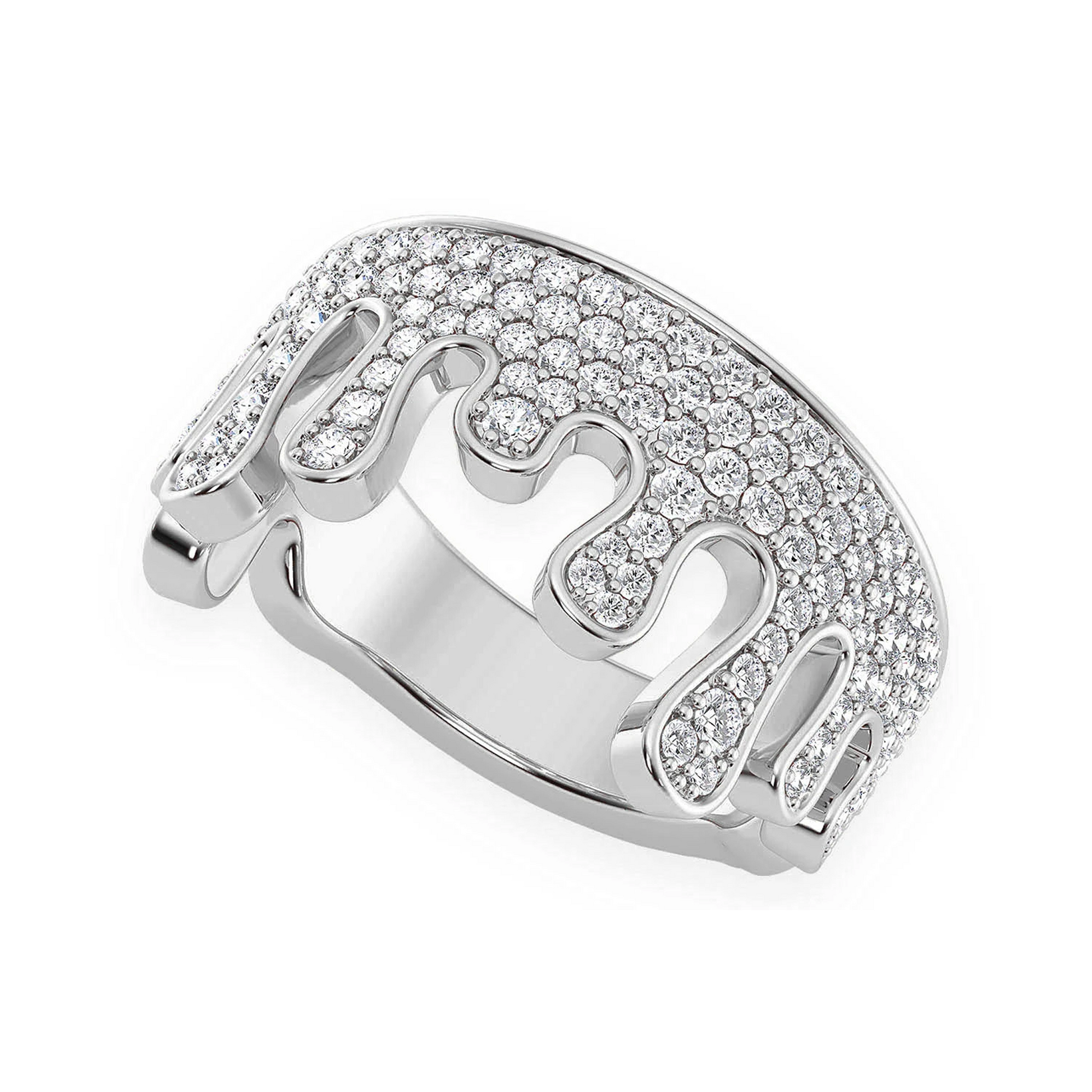 Diamond Drip Ring in 14K white gold, 1.40ctw, detail view