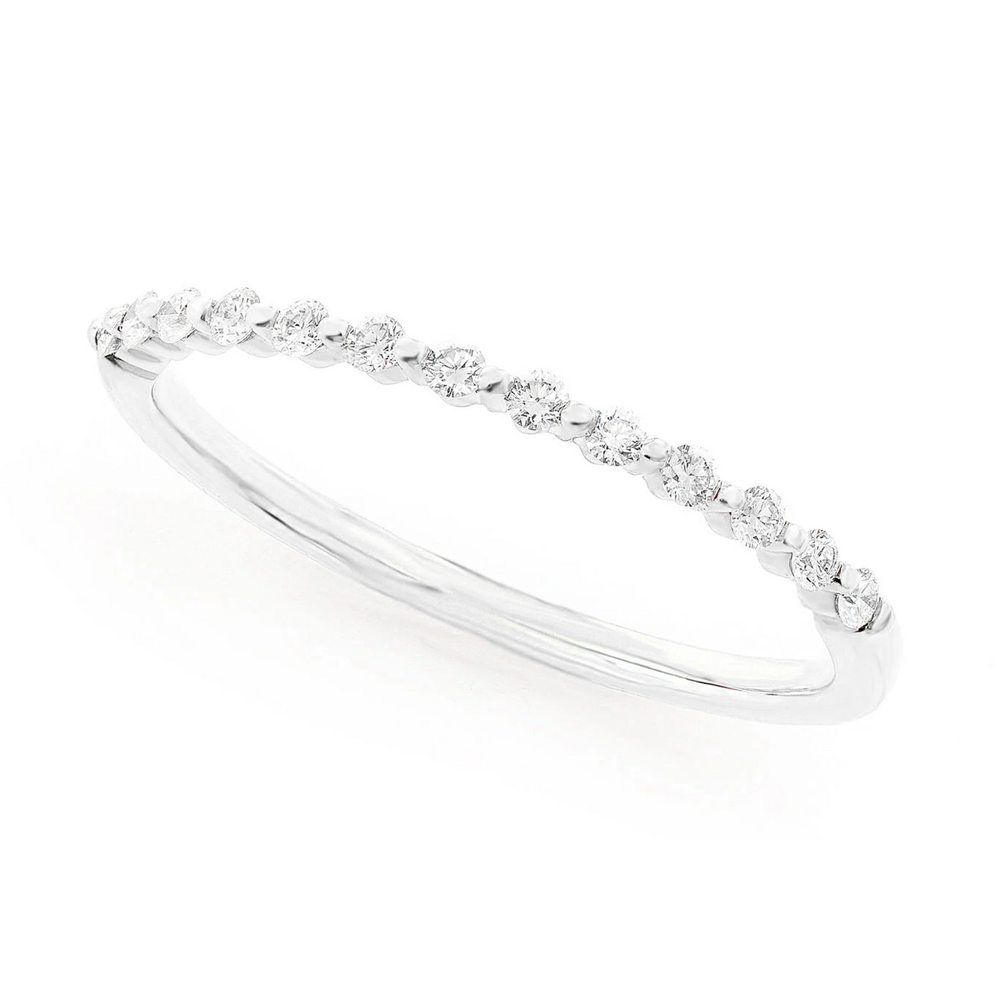 Pinched Diamond Ring in 14K white gold, angled view