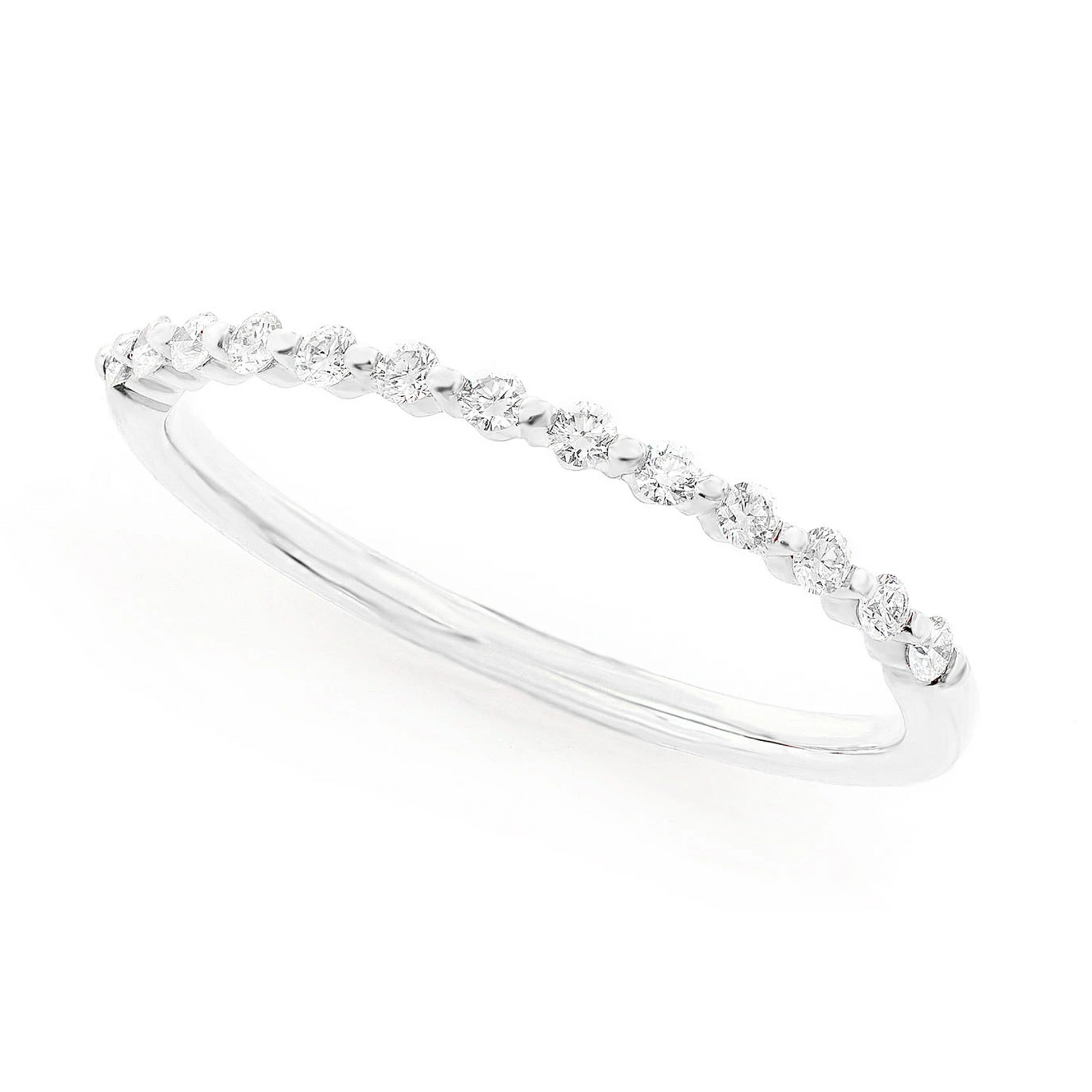 Pinched Diamond Ring in 14K white gold, angled view