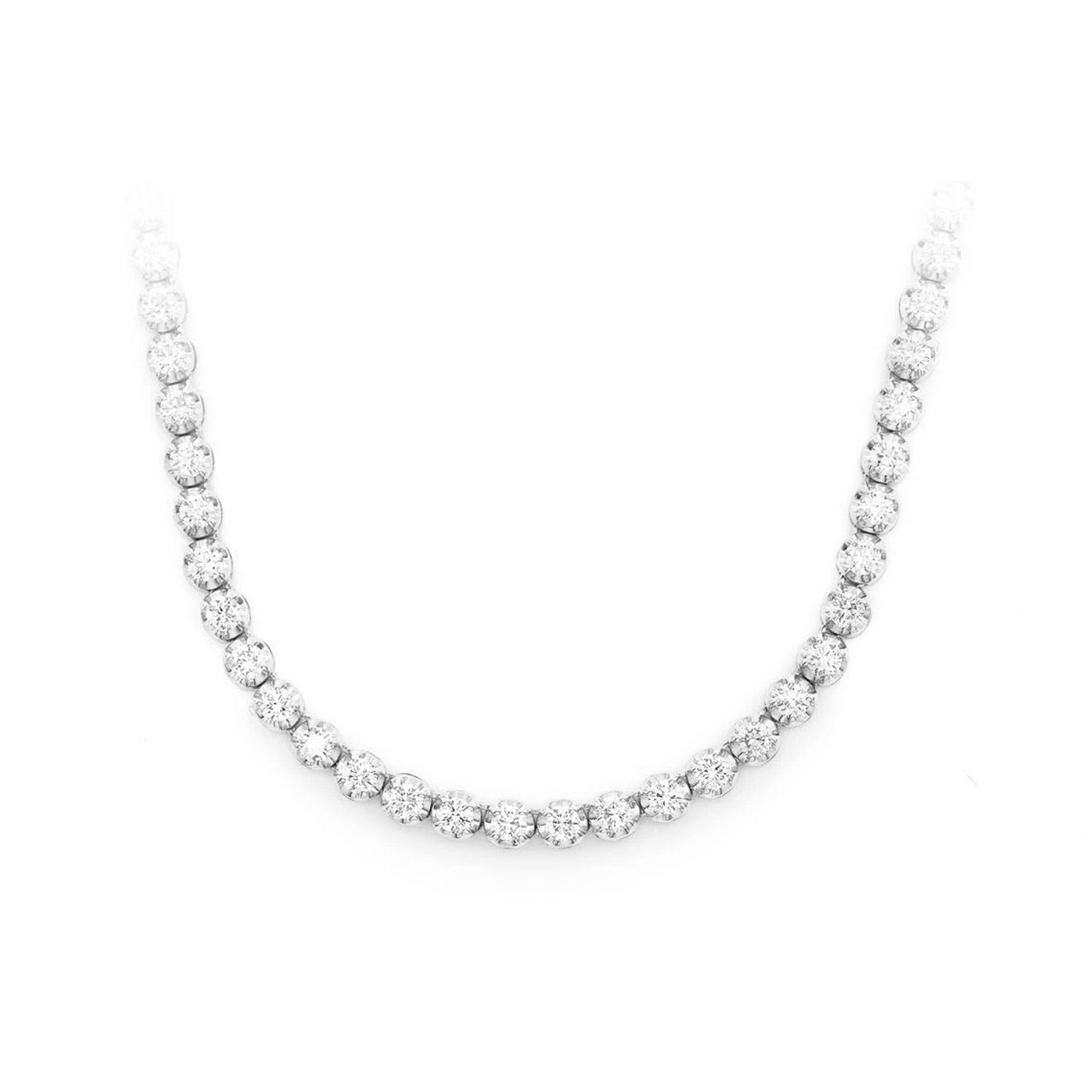 Crown Diamond Tennis Necklace in 14K white gold, 7pt / 10.00ctw, front view